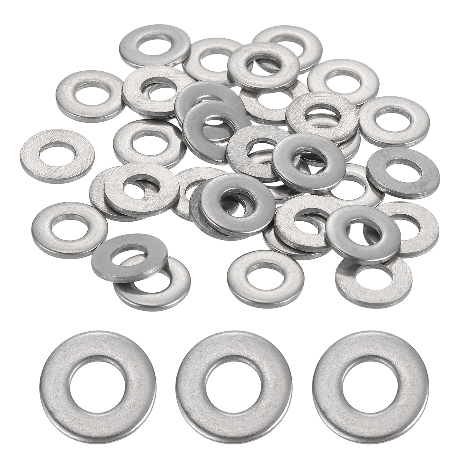 sourcing map 40 Pcs M5 304 Stainless Steel Flat Washers Round Flat Spacers for Screws, Bolts, Plumbing, Automotive, DIY, Electrical Device 5.4mm ID 12mm OD 1.5mm Thick