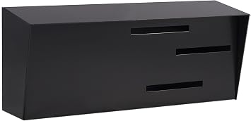 Mid Century Modern Wall Mounted Mailbox - Vintage Retro Design, Contemporary Black Finish