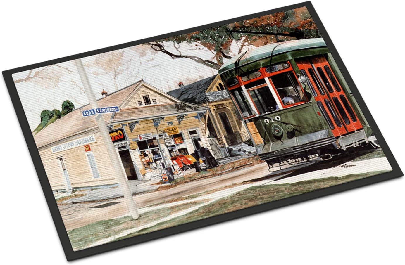 Caroline's Treasures 8108MAT New Orleans Street Car Doormat 18x27 Front Door Mat Indoor Outdoor Rugs for Entryway, Non Slip Washable Low Pile, 18H X 27W