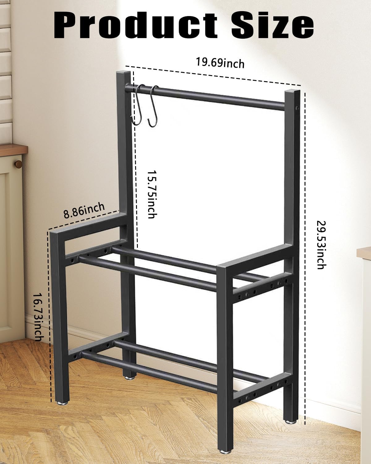 Two Tier Dumbbell Rack 20 IN Length Adjustable small Weight Rack Stand Holder For Home Gym Dumbbells Kettlebells (Rack Only)