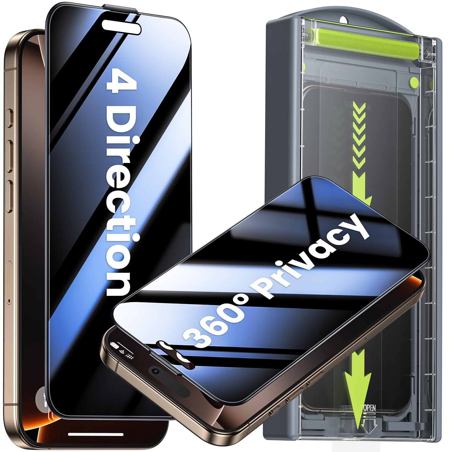WSKEN für iPhone 16 Pro Max für Panzerglas Sichtschutz - [360°Anti Spy ...