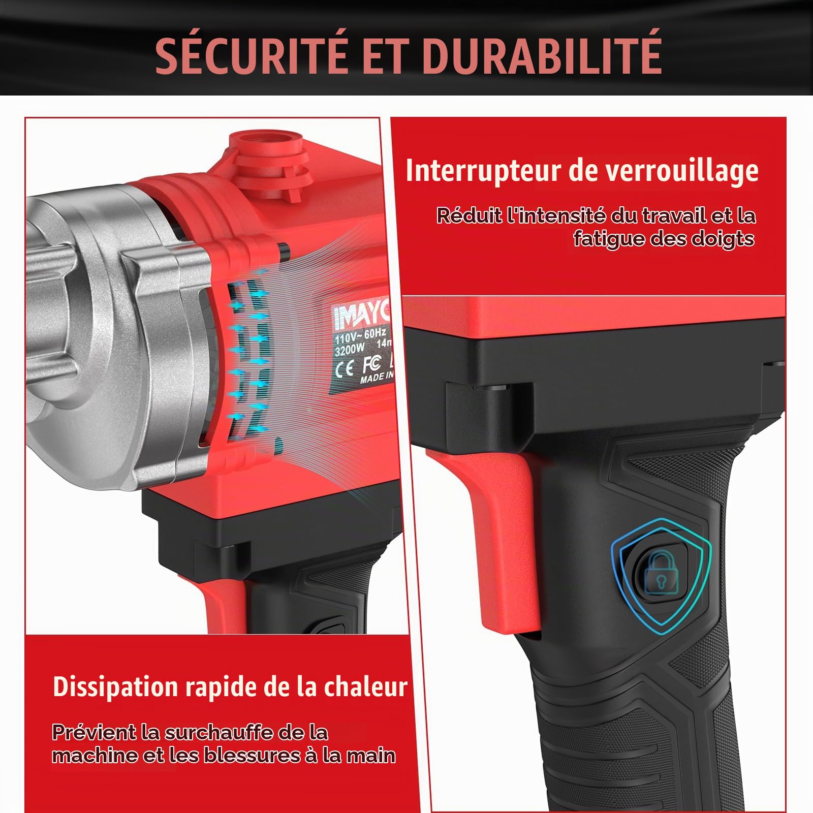 IMAYCC 3200W Mélangeur électrique de Forage de Béton, 2 en 1 Peroir et Mélangeur Multifonctionnel de Mortier à Main Réglable pour Mélanger Peinture,Boue de Ciment,Béton, Mortier,Fourrage,Bois,Murs,Mét