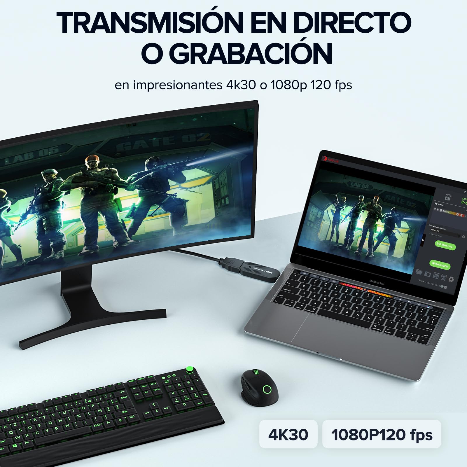 Mwin Tarjeta de Captura de Video, Tarjeta de Captura CAM Link 4K, Full HD 4K30/1080p120, HDMI de Baja latencia a USB 3.0, Captura de Videojuegos para Juegos, transmisión, transmisión en Vivo,