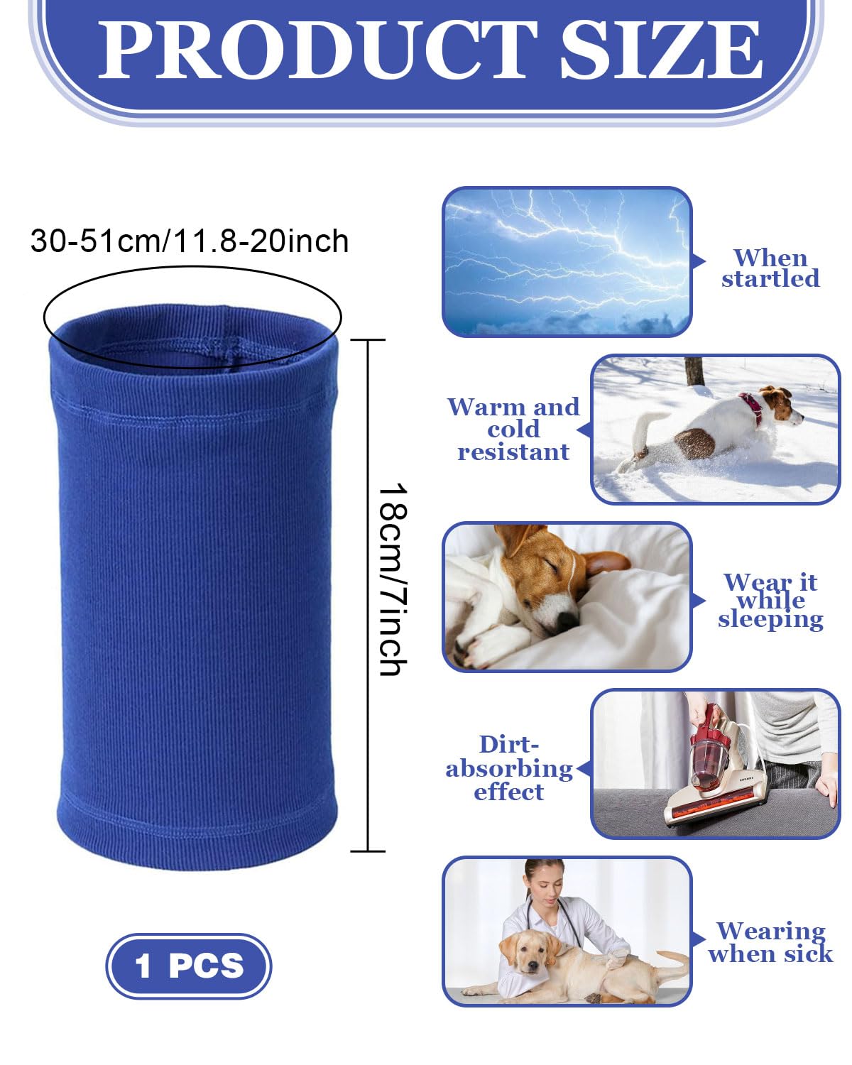 1 pezzo Copriorecchie calmanti per cani, protezione dal rumore, sollievo dall'ansia, cancellazione del rumore, per fuochi d'artificio e temporali, aiuto per la toelettatura del cane (blu, M)