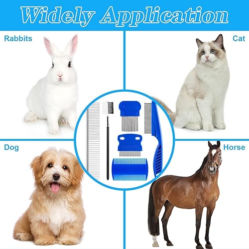 Miniatura 7 de Kit de 6 peines de aseo para mascotas, peines para piojos de pulgas, peines para eliminar manchas de lágrimas para perros pequeños, cachorros,