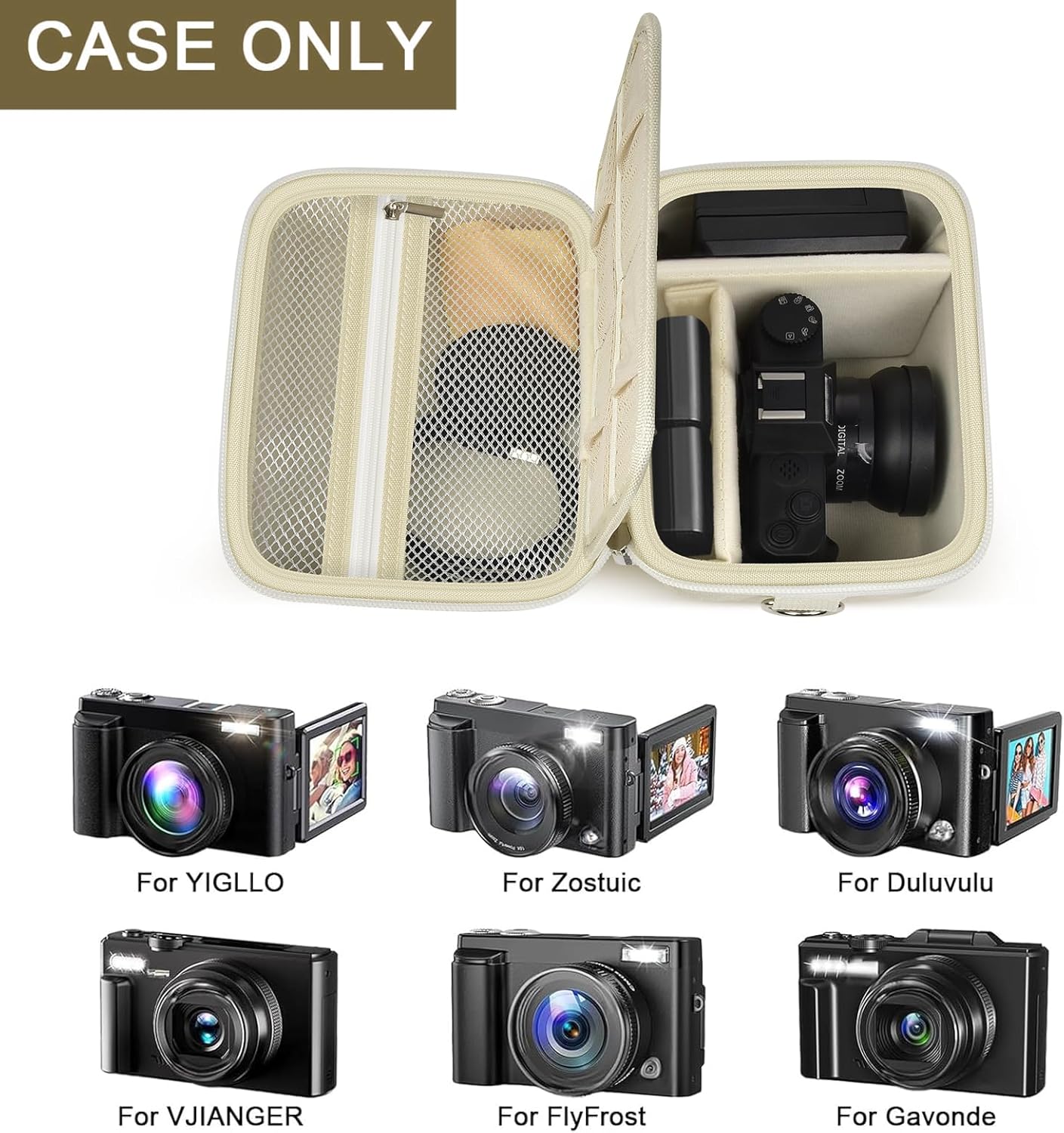 ANKHOH Vlogging Camera Case for Duluvulu/for Zostuic/for YIGLLO/for Gavonde/for Canon/for Kodak Pixpro Digital 4K 5K Camera Carrying Travel Bag for SD Cards, Accessories(Box Only)(White) - Image 3