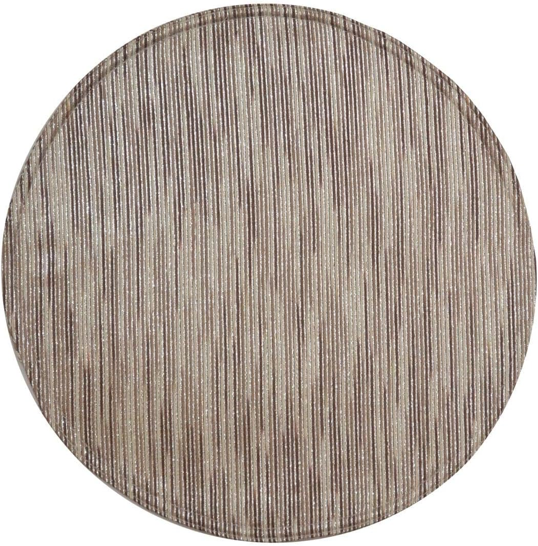 Sweet Pea Linens Brown & Cream with Silver Metallic Striped Charger-Center Round Placemat