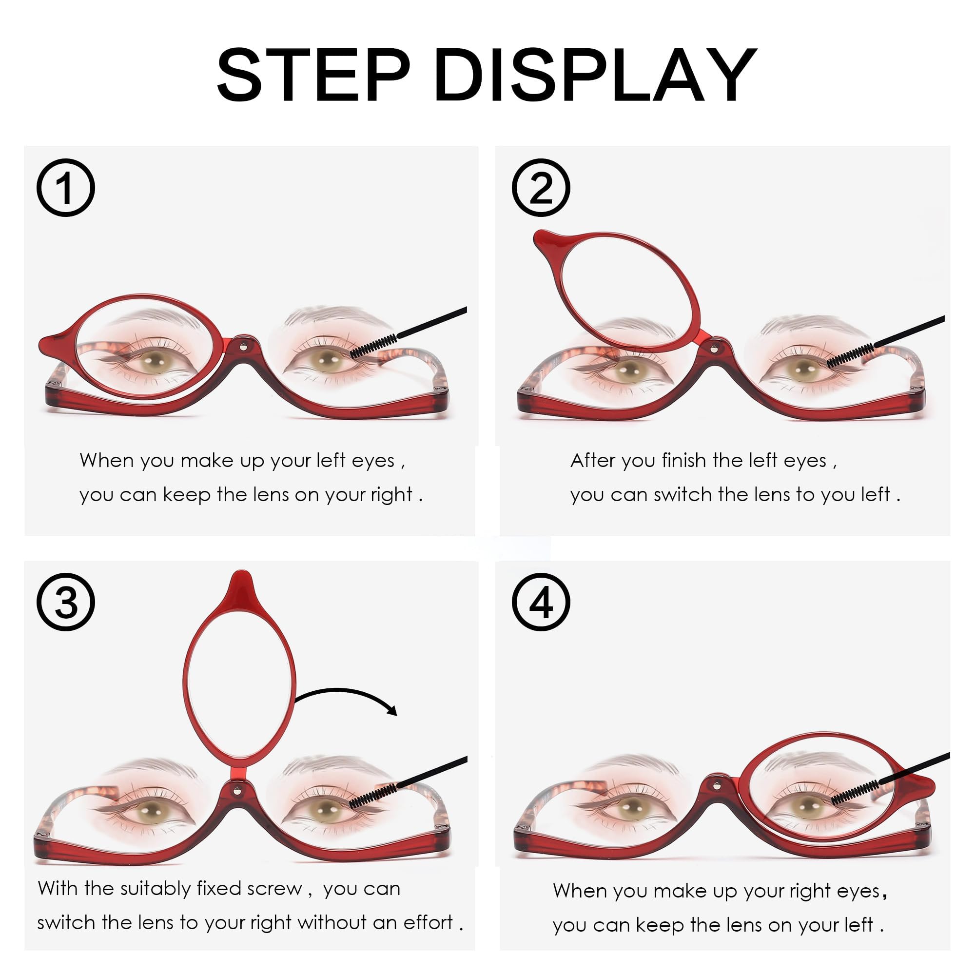 JM Maquillaje Gafas de Lectura Lupa Flip Down Cosméticos Lectores para Mujeres — view 4