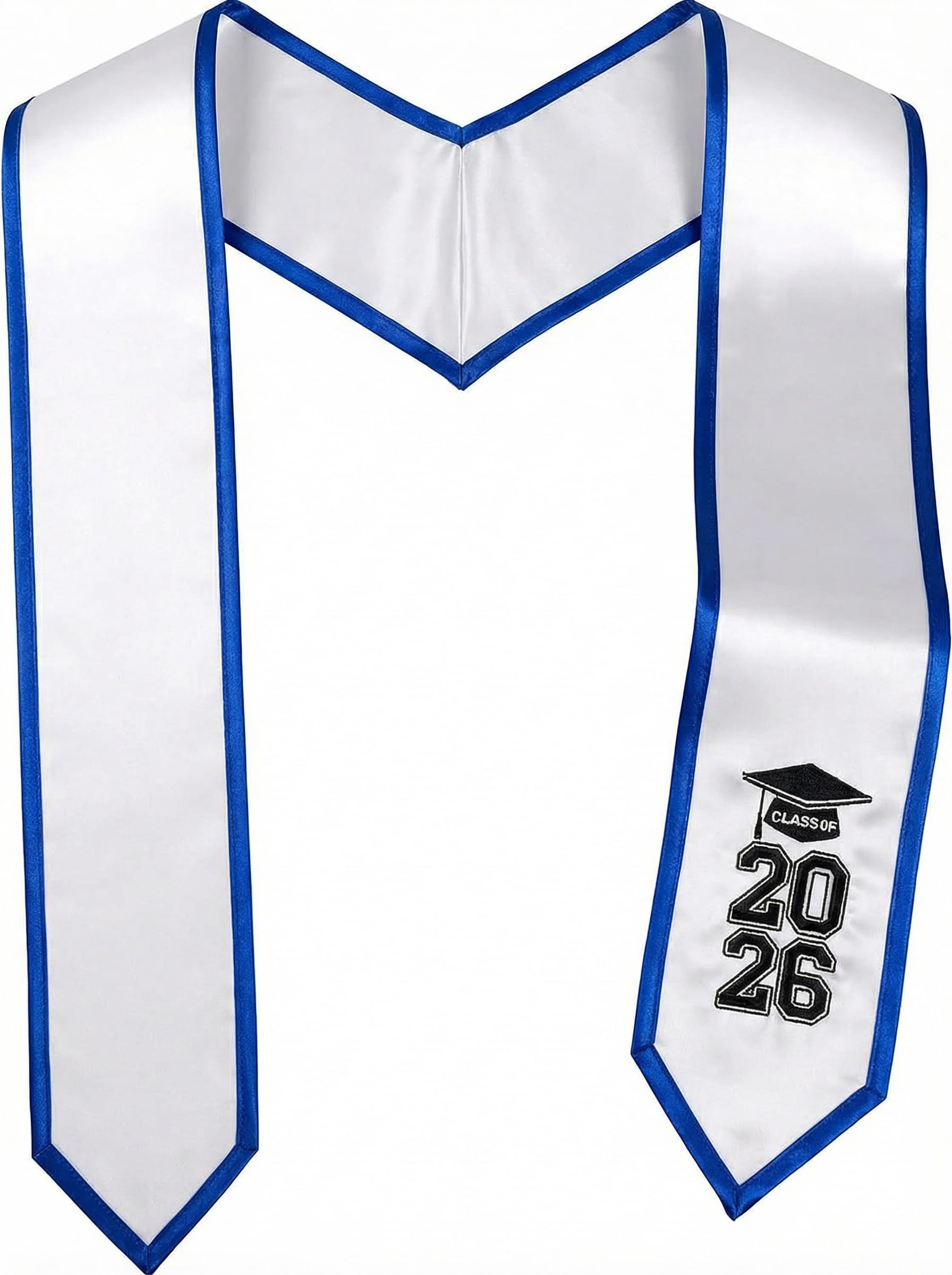 Photo 1 of TFTAFAN Graduation Stoles grad Honor Stoles Embroidered CLASS OF 2025 Sash for High School, College, Bachelor, Degrees (White and blue)