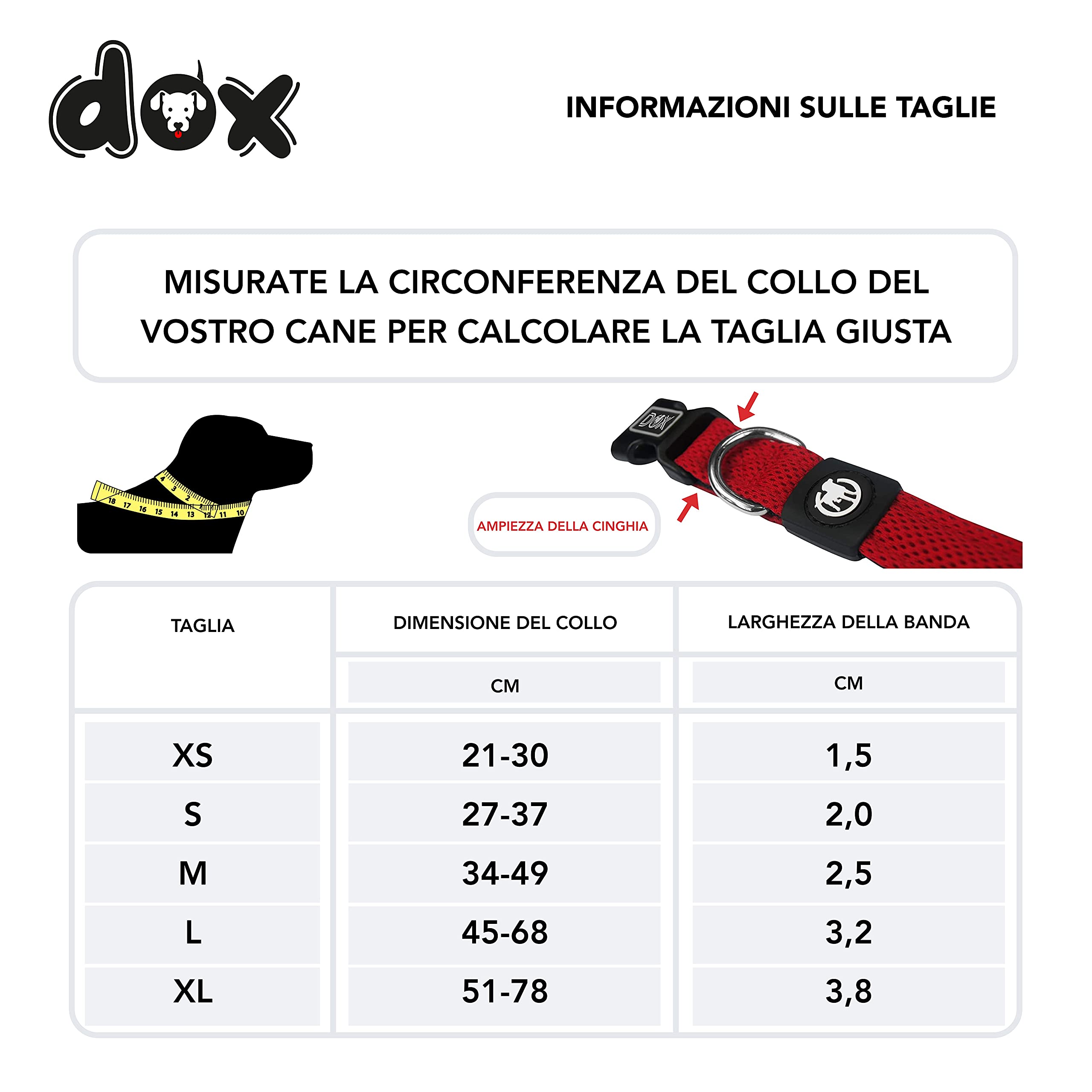 DDOXX Collare Cane Air Mesh, Imbottito, Regolabile | Tanti Colori e Taglie | Per Cani Piccoli Medi e Grandi | Collari per Gatti Cuccioli Taglia Piccola Media Grande | Collarino Gatto | Rosso, S