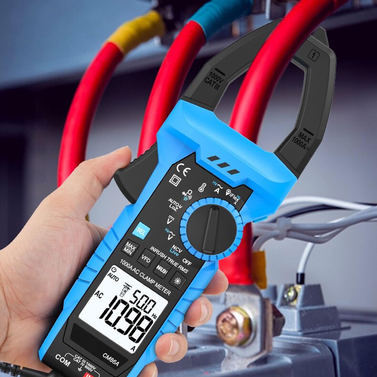 Sorandy Cyfrowy Tester Wzmacniacza Multimetrowego Zacisku z Wyświetlaczem LCD Podświetlenia, Mierzy Napięcie Prądu i Prąd, oporność, pojemność i Temperatura Elektryków