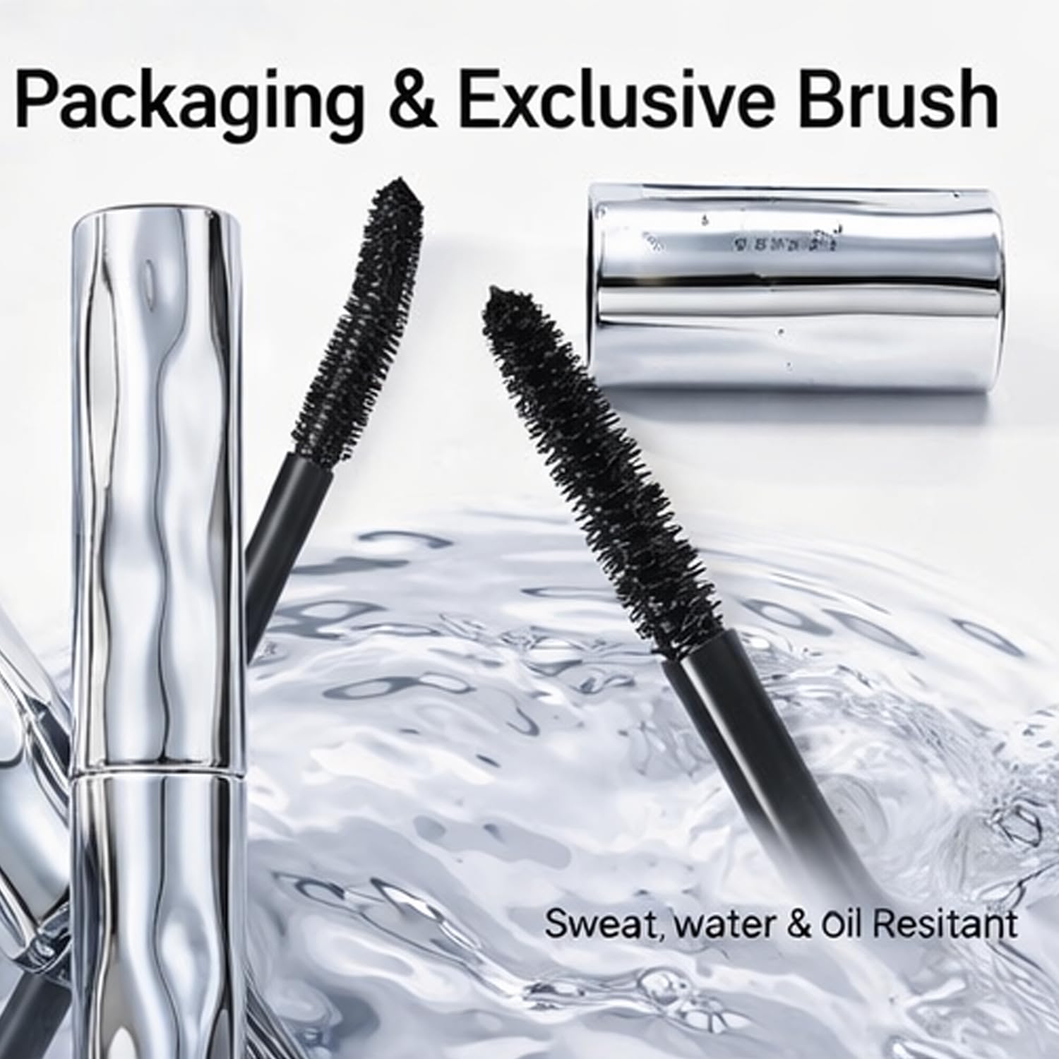 Felvaris Waterproof Fibre Mascara,Felvaris Mascara, Tubular Eyelash Primer,Hydrofix Fiber Mascara, Waterprooflong Curling Mascara, Natural and Non-smudged (Black) - 3