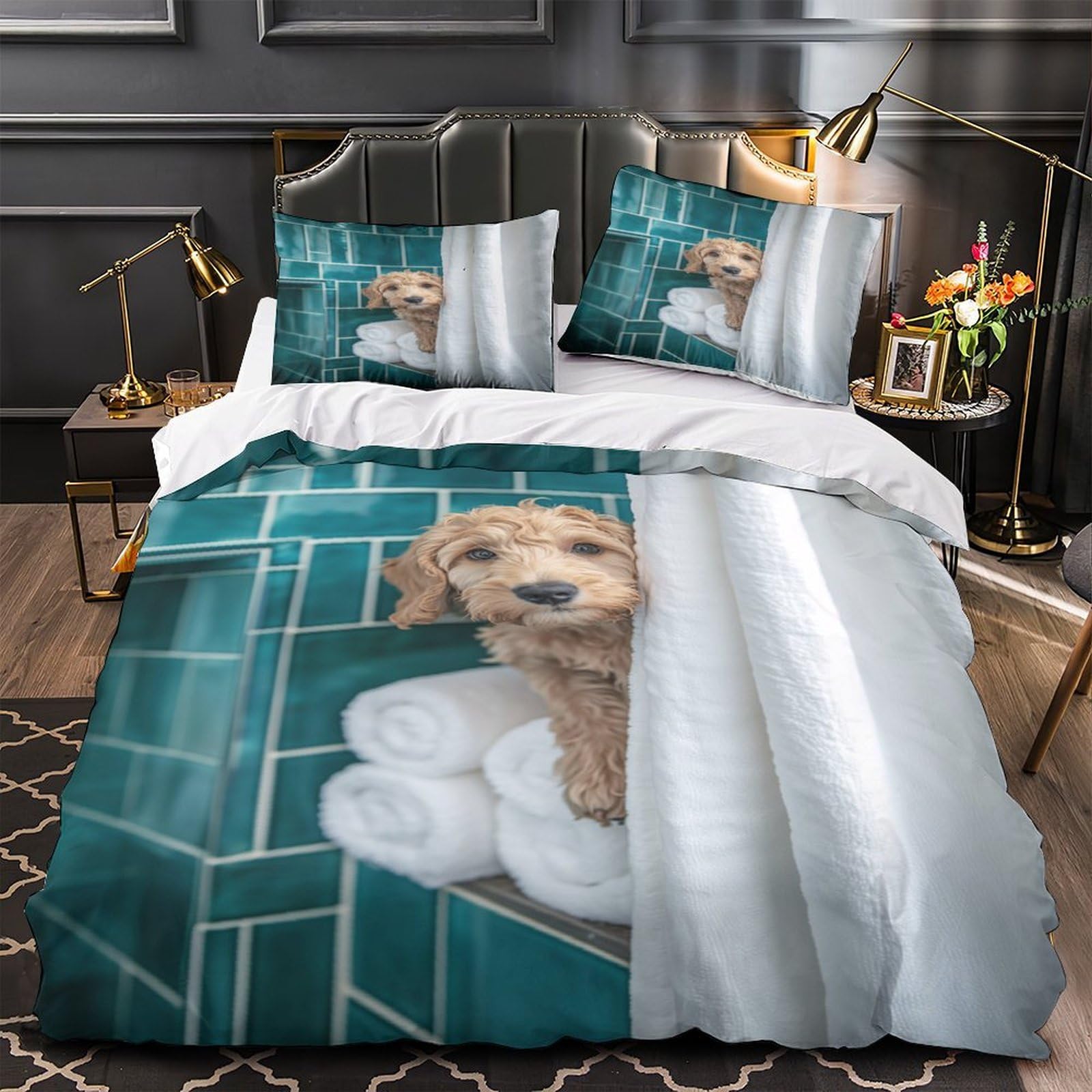 Housse de couette chiot 3D microfibre de qualité supérieure pour lit simple