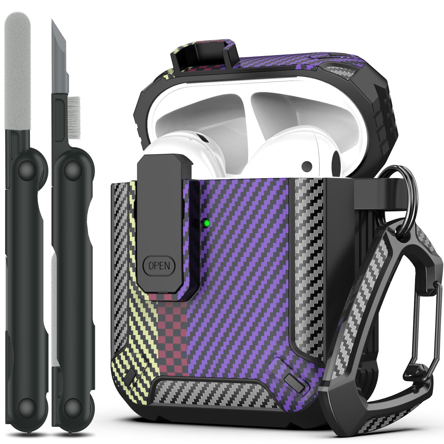 RFUNGUANGO Compatible with Airpods 2nd /1st Case,Automatic Pop-up with Safety Lock Clip, Full Body Shockproof Hard Case with Keychain Compatible with AirPods case,starry sky — view 58