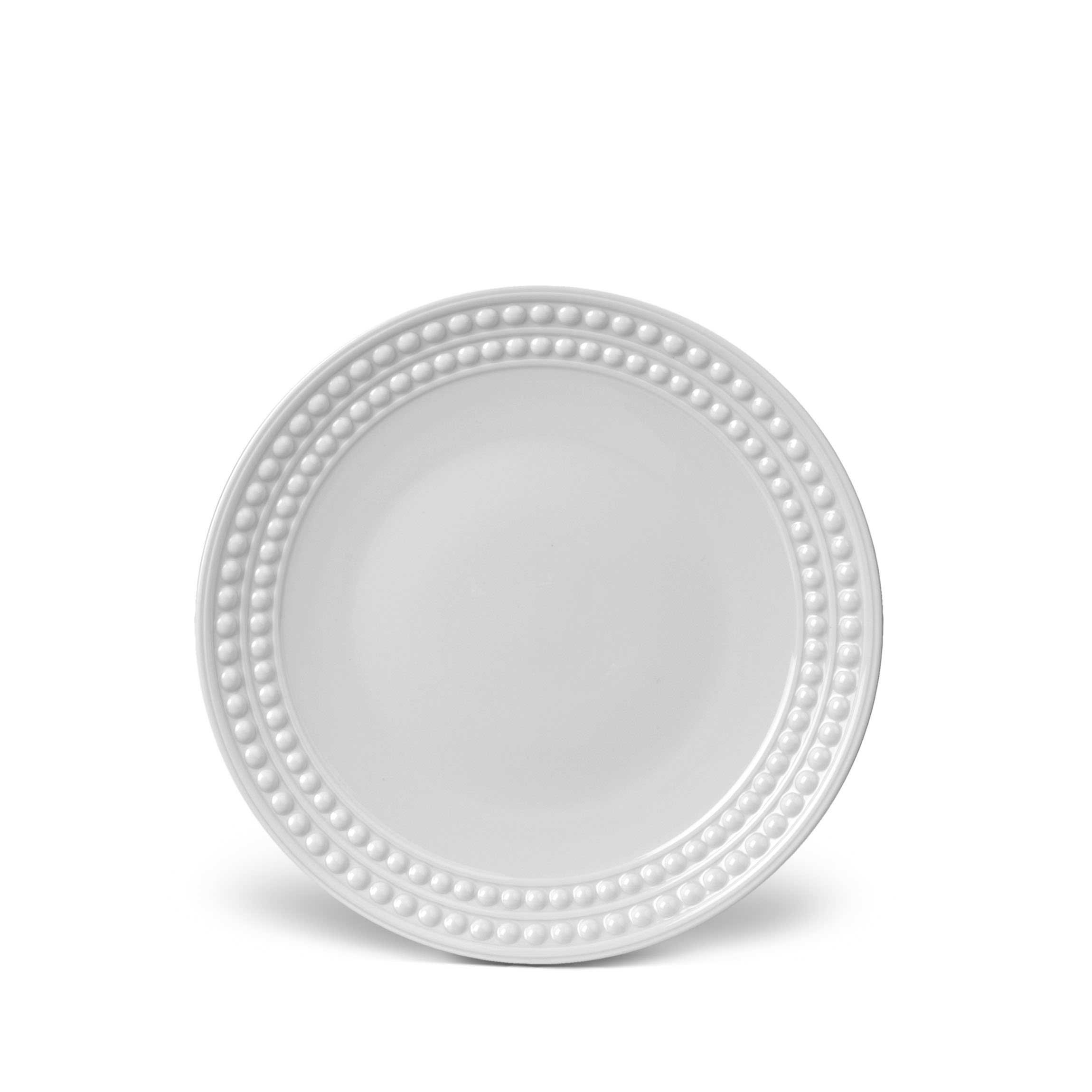 L'Objet Perlee White Dessert Plate 8.5in