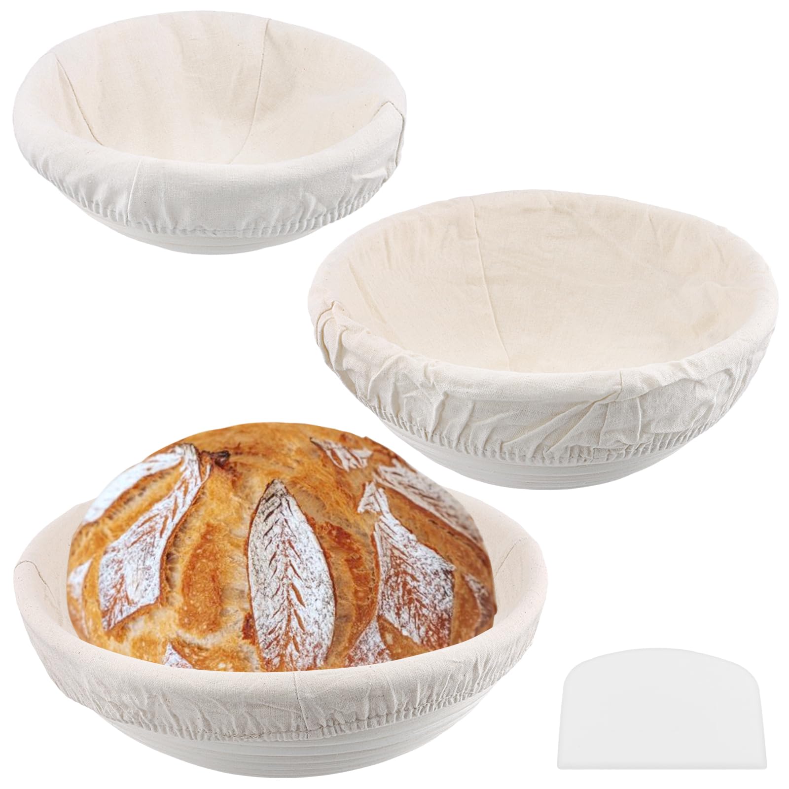 Paniers de fermentation en osier lot de 3 bannetons pour pain ronds 16 20 25 cm avec insert en lin