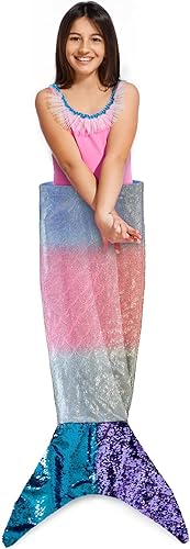 Miniatura 1 de Manta de cola de sirena, cola de lentejuelas reversible, cambia de azul a morado, manta de franela colorida, estampado de escala plateada, suave y