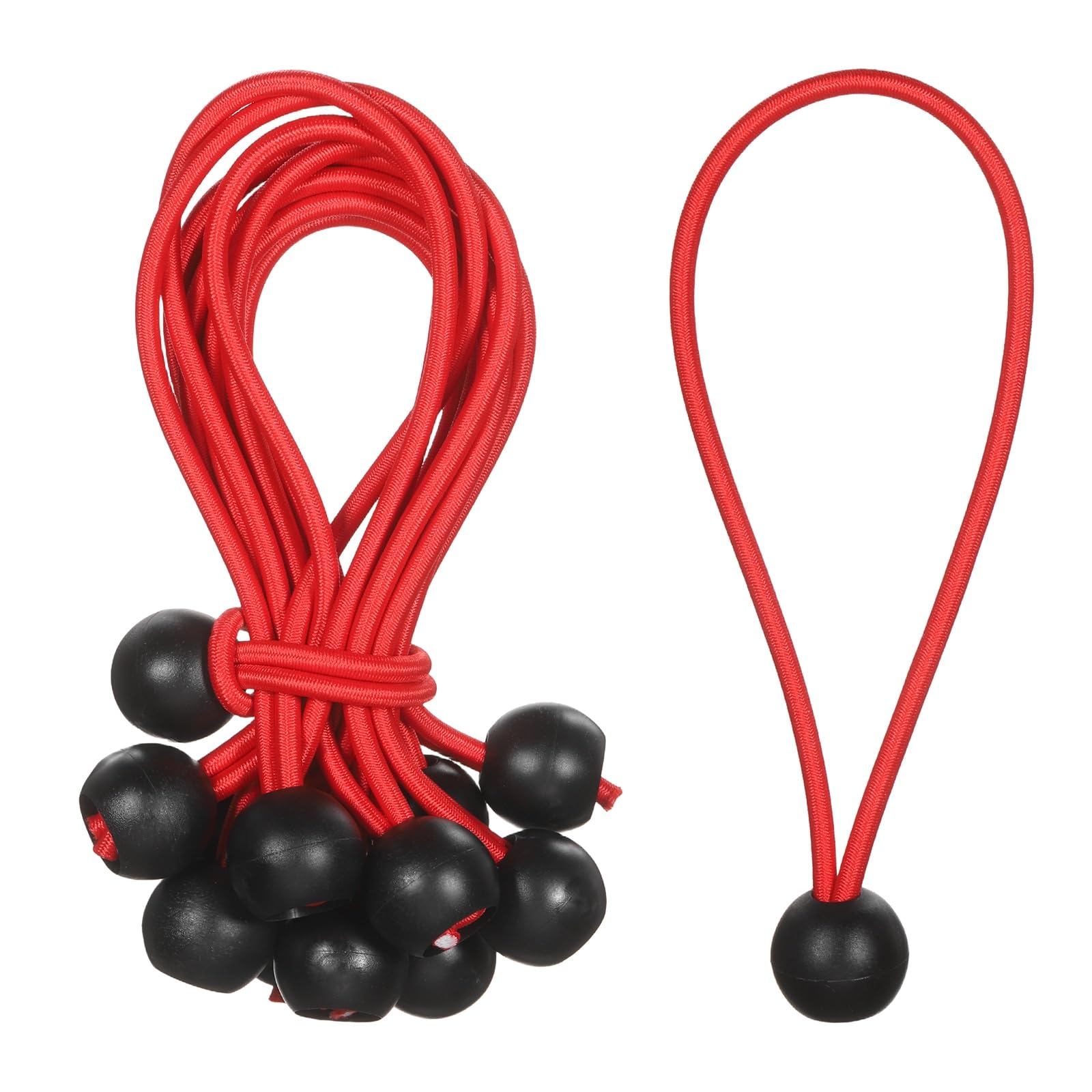 PATIKIL Ball Bungee Cord 6 Inch, 35 Pcs Bungee Cords with Balls Canopy Tarp Tie Downs Cords Elastic String for Outdoor Camping Cargo Shelter Tent Poles, Red
