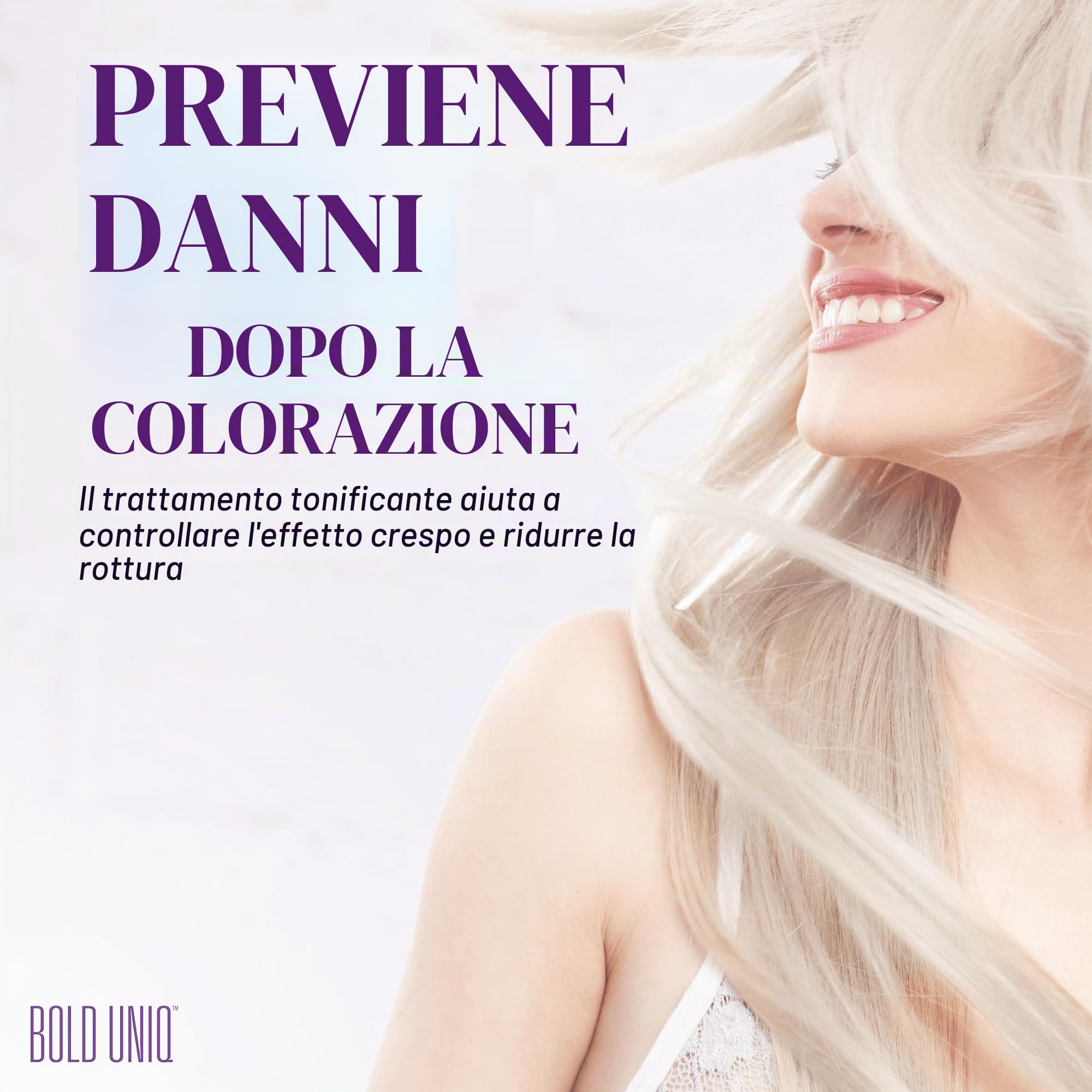 Bold Uniq Maschera Antigiallo per Capelli, Tonalizzante Viola per Capelli Biondi e Argento, 200ml