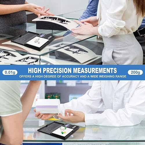 Miniatura 7 de Báscula digital de gramo, 7.05 oz 0.01g01oz báscula de peso gramo y onza, mini báscula de bolsillo inteligente electrónica con peso de calibración