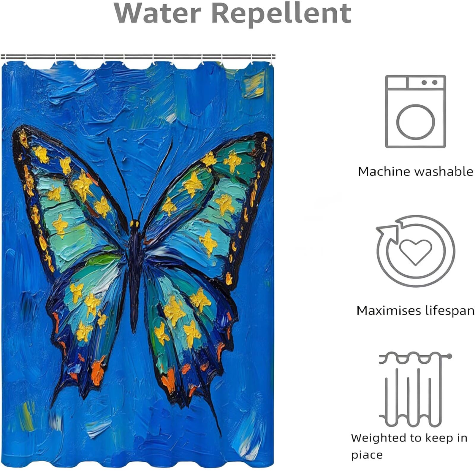 Rideau de Douche Bleu, Rideau Douche 180x240cm D-509