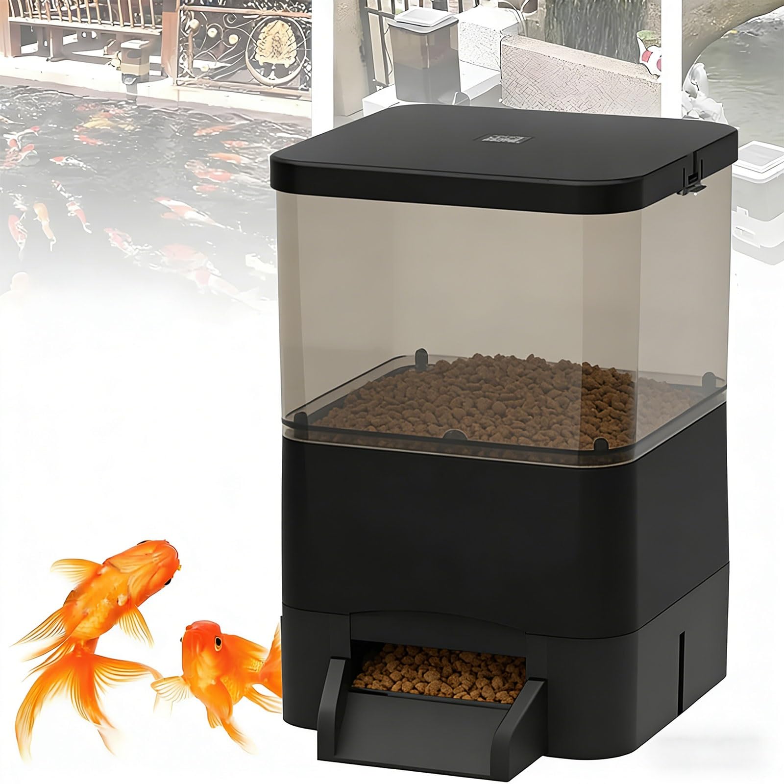 Alimentatore automatico per acquari, dispenser programmabile da 10 litri con timer, WiFi e ricarica solare per le vacanze