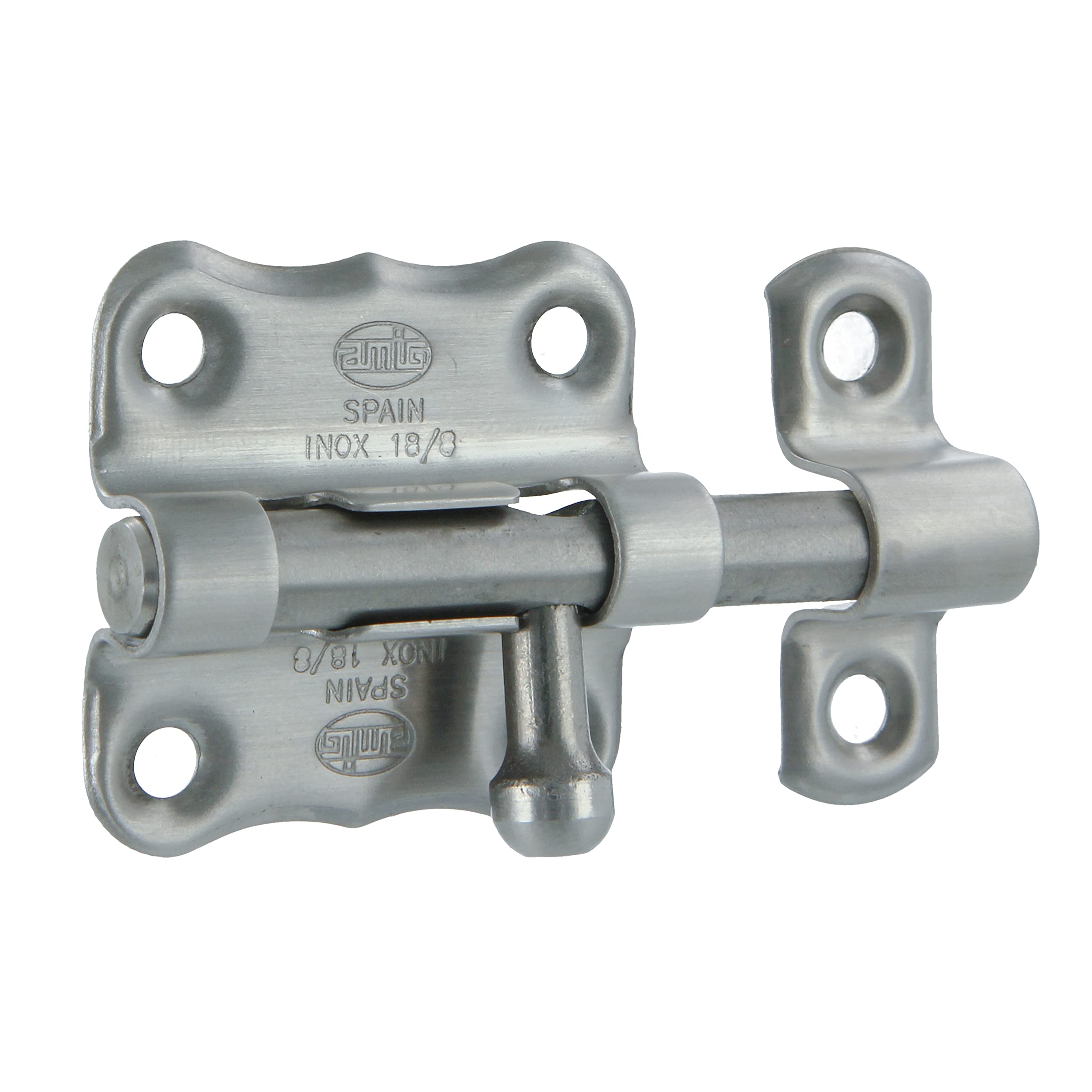 Amig - Perno di sovrapposizione - 40 x 38 mm - Adatto per porte di passaggio in legno - Chiusura per bagno, camera da letto o ufficio - Chiusura di sicurezza - Acciaio inossidabile 18/8 opaco