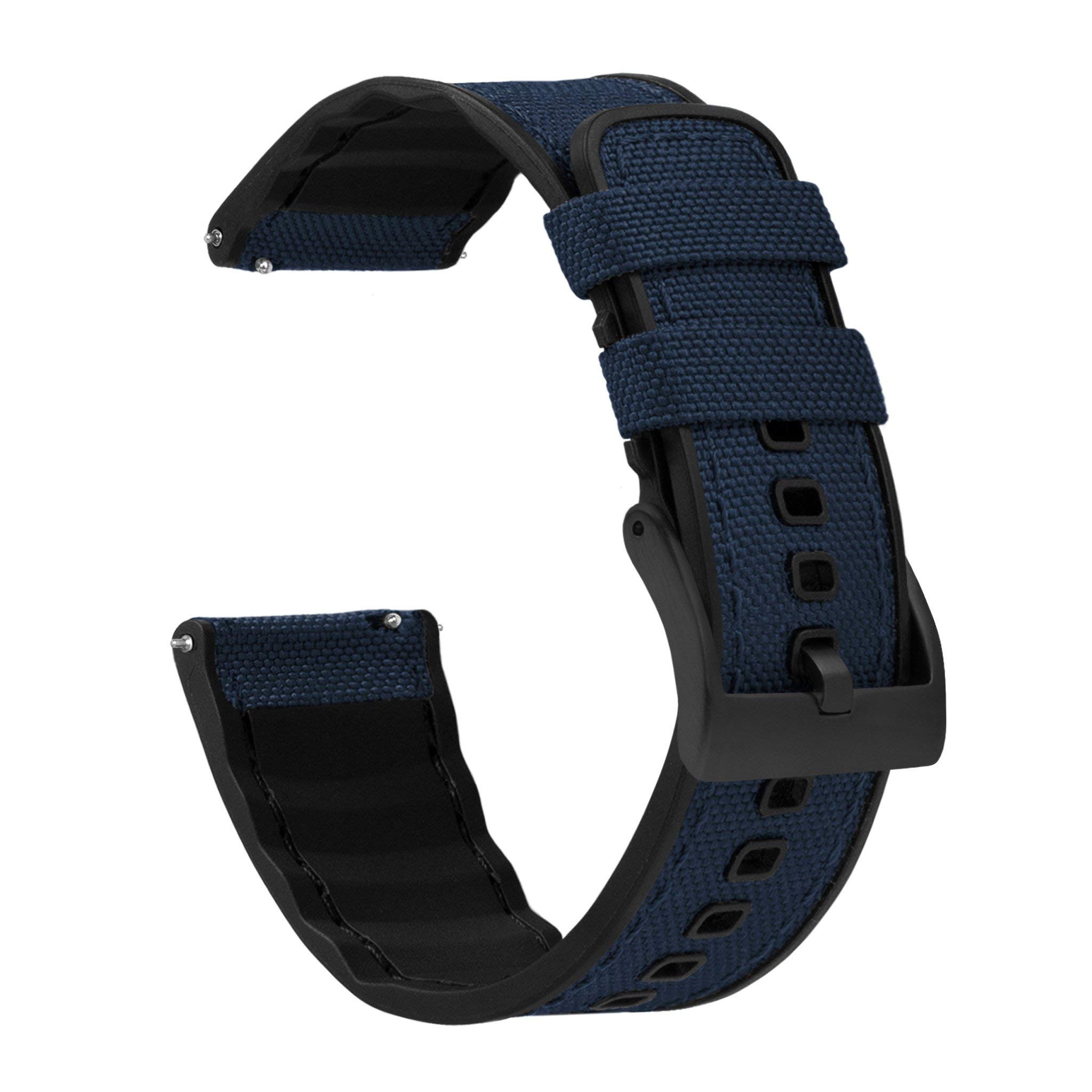 BARTON WATCH BANDS with Integrated quick release spring bars- Cordura Fabric and Silicone- Cordura Fabric and Silicone Hybrid Watch Bands - Choice of Color & Width (18mm, 20mm, 22mm)