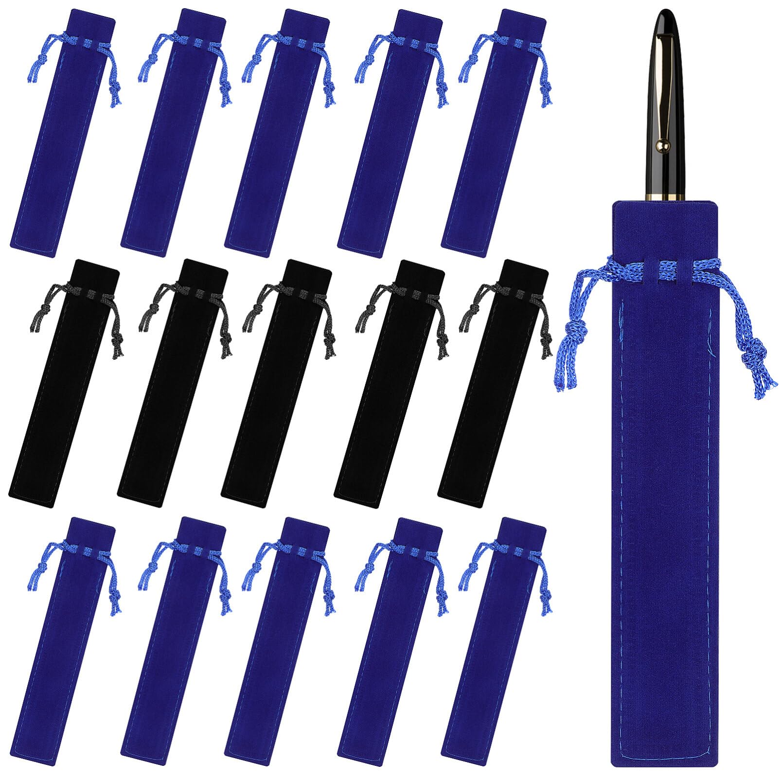 NUOBESTY 50pcs Pen Pouch Bags Single Pen Bag Case Velvet Drawstring Pen Sleeve Holders Pencil Storage Pouches Single Pencil Sleeves for Office Supplies