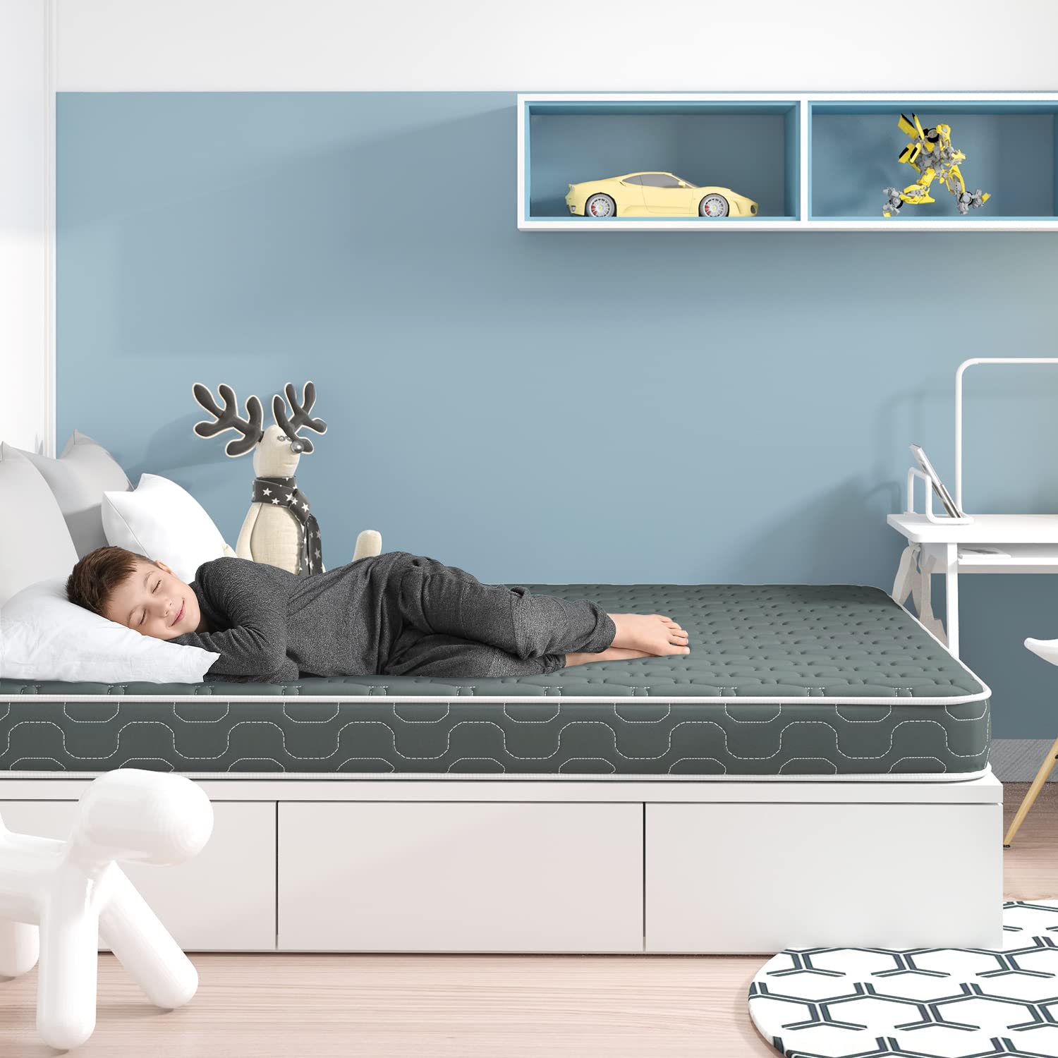 BedStory Single Mattress, Breathable Mattress with Skin-friendly Fabric Innerspring Mattress in a Box Bedding Mattress for Strong Support & Pressure Relief Medium Firm Orthopedic Mattress 90X190X14CM