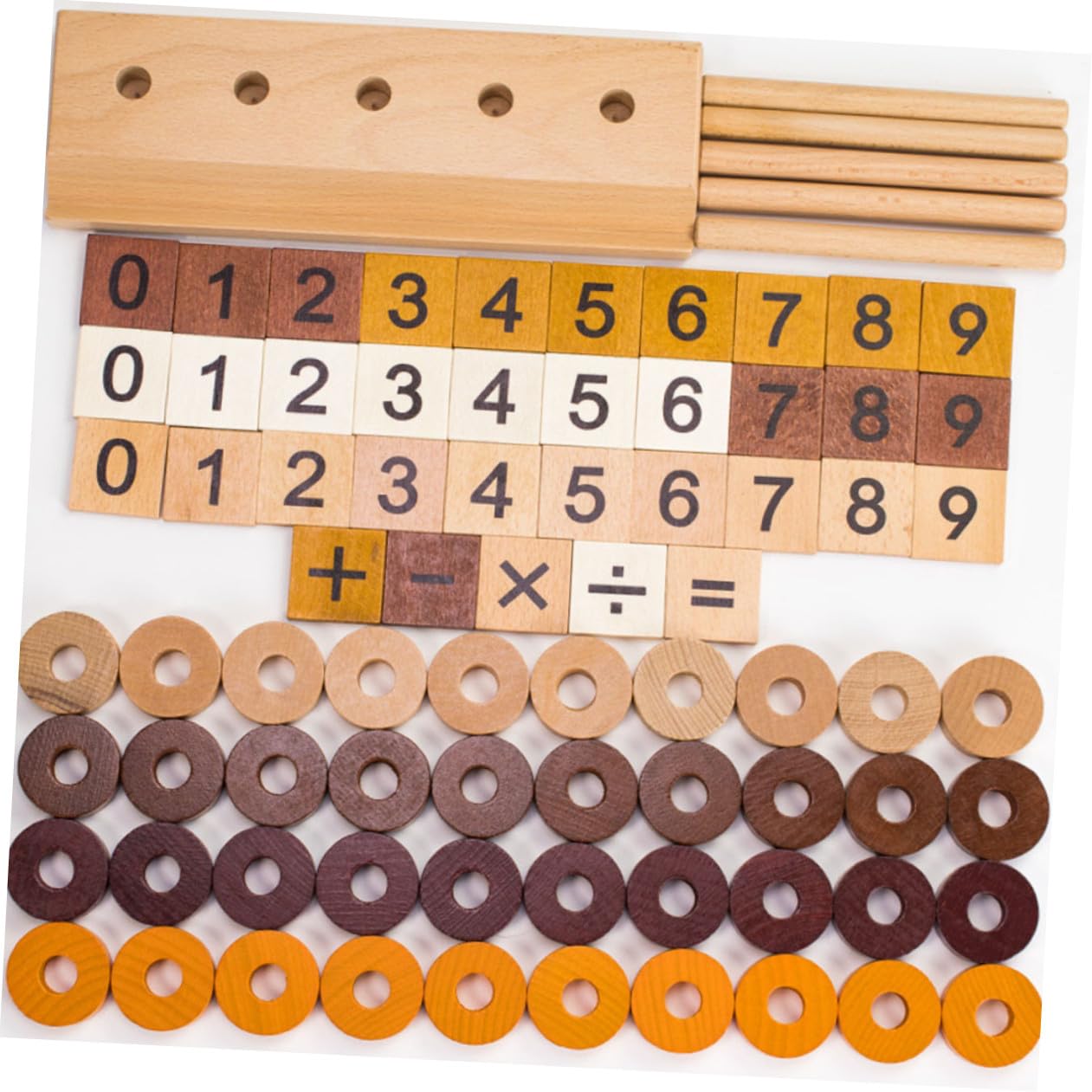 SUPVOX Juguete Educativo de Cálculo en Madera para Niños, Naranja | Decoracion Colegio, Fichas Redondas, Diseño Creativo, Enseñanza Numérica y Reconocimiento de Símbolos