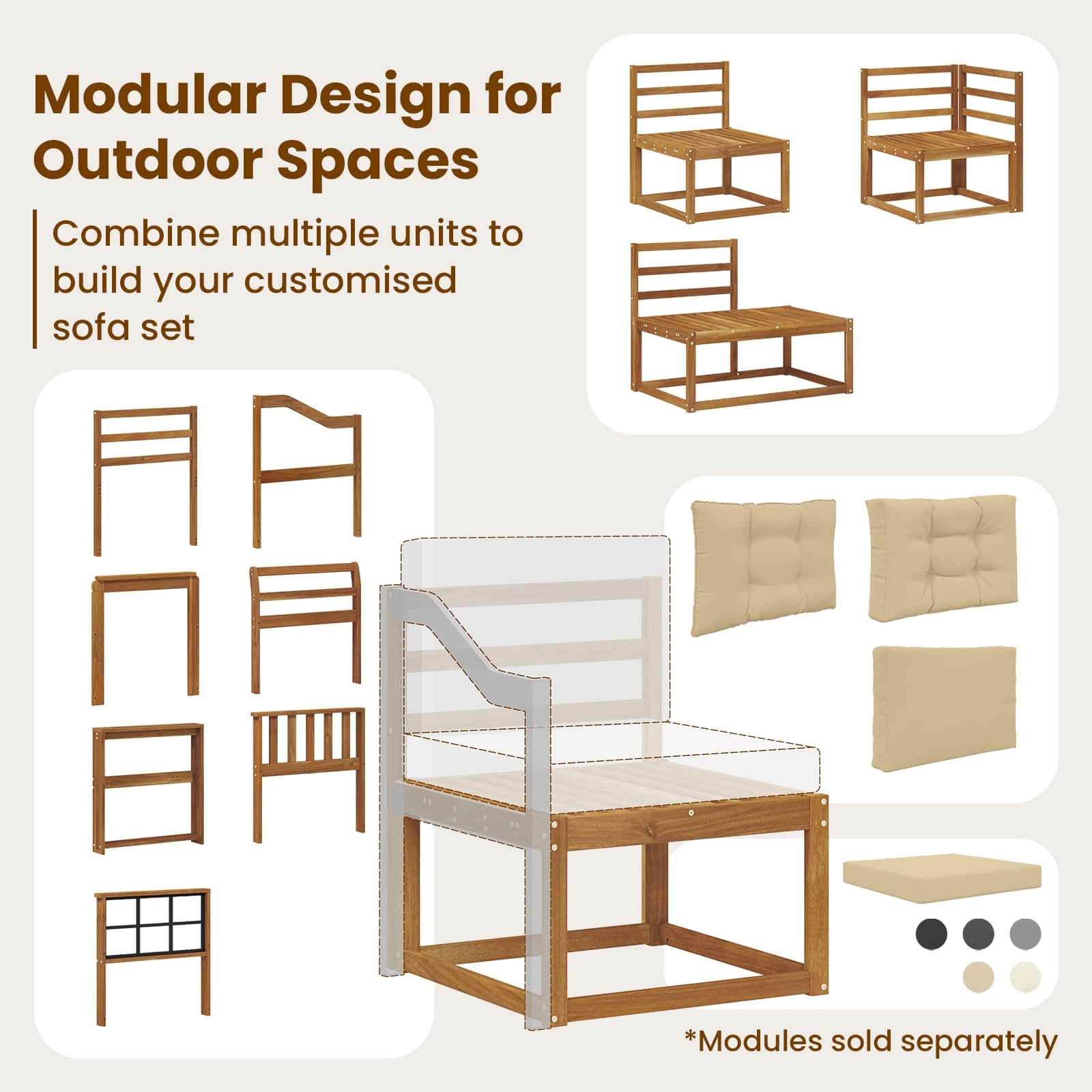 vidaXL Divano modulare da esterno e angolare 2 Pezzo Naturale e Crema, Mobili da patio moderni, resistenti alle intemperie, relax versatile in giardino, design in legno di acacia