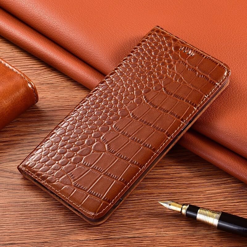 Étui marron Samsung S23 FE en cuir pour le bureau et les sorties