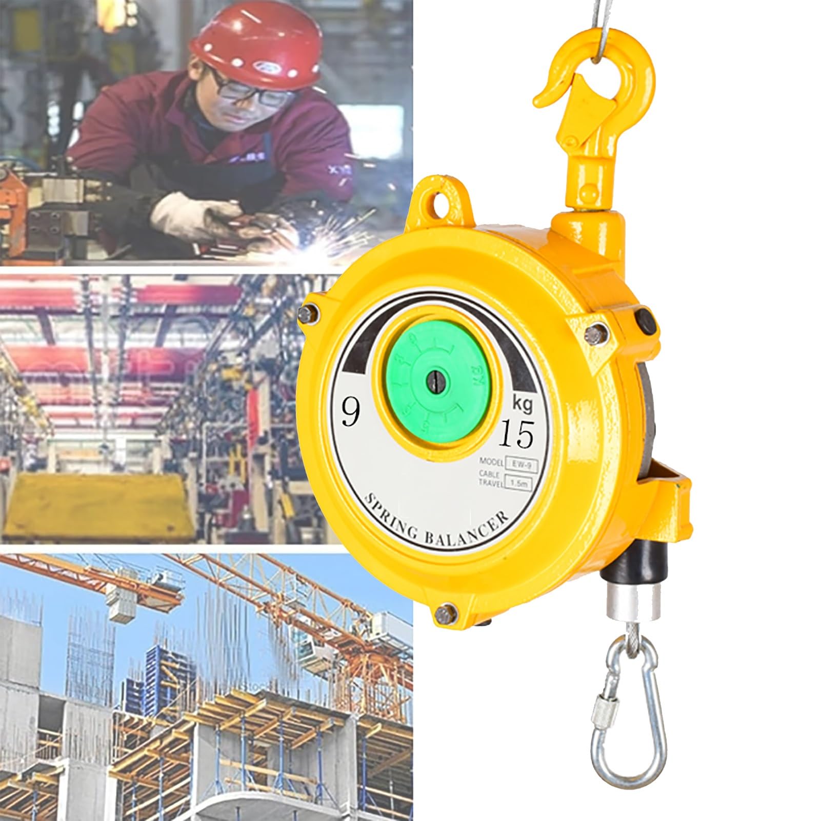 Retractable Spring Balancer, Spring Balancer Retractable Tool Holder 1.5m 1-70kg for Assembly Line Hanging(9-15kg)