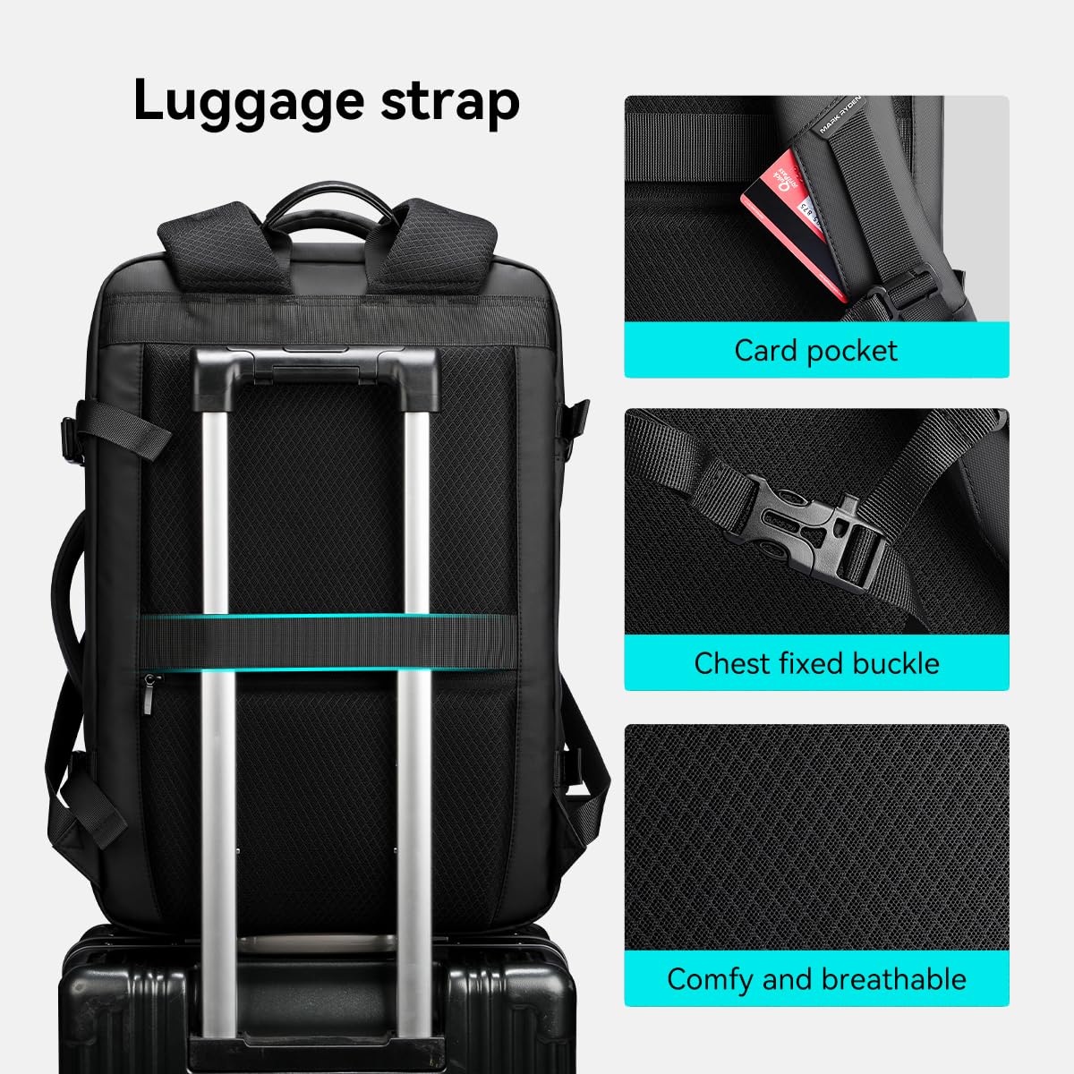 MARK RYDEN 30-45L Geschäftsreiserucksack, Erweiterte Umhängetasche, multifunktionaler Nass- und Trockenrucksack, passend für 17,3" Computertasche, Handtasche