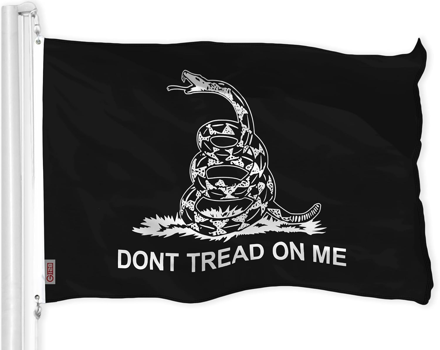 G128 Gadsden Don't Tread On Me Black/White Flag | 3x5 Ft | LiteWeave Pro Series Printed 150D Polyester | Historical Flag, Indoor/Outdoor, Thicker and More Durable Than 100D 75D Polyester Gadsden 150D (B/W)
