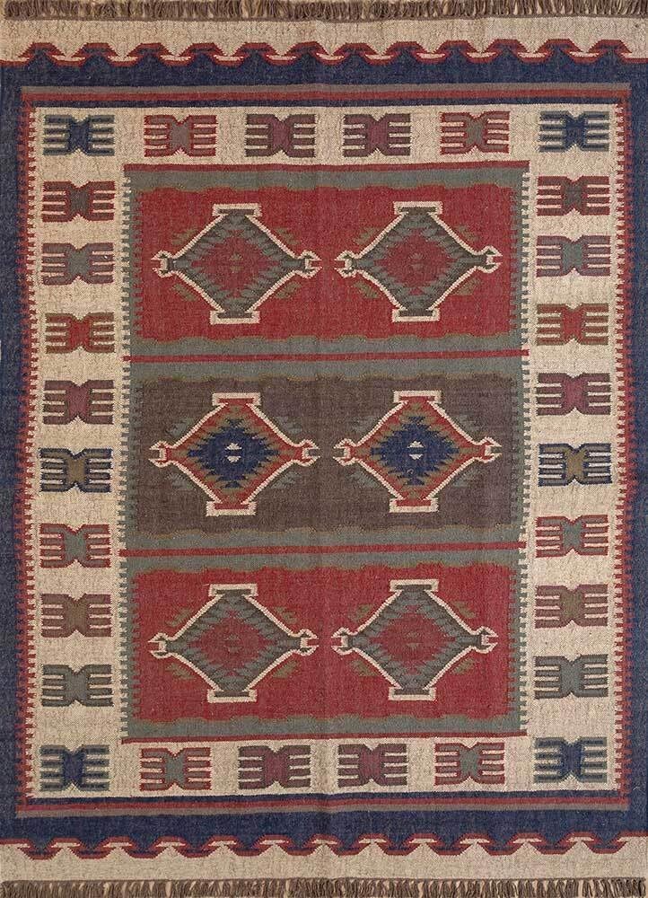 Tapis Kilim en laine et jute fait à la main - Tapis rustique bohème tribal (200 × 300 cm)