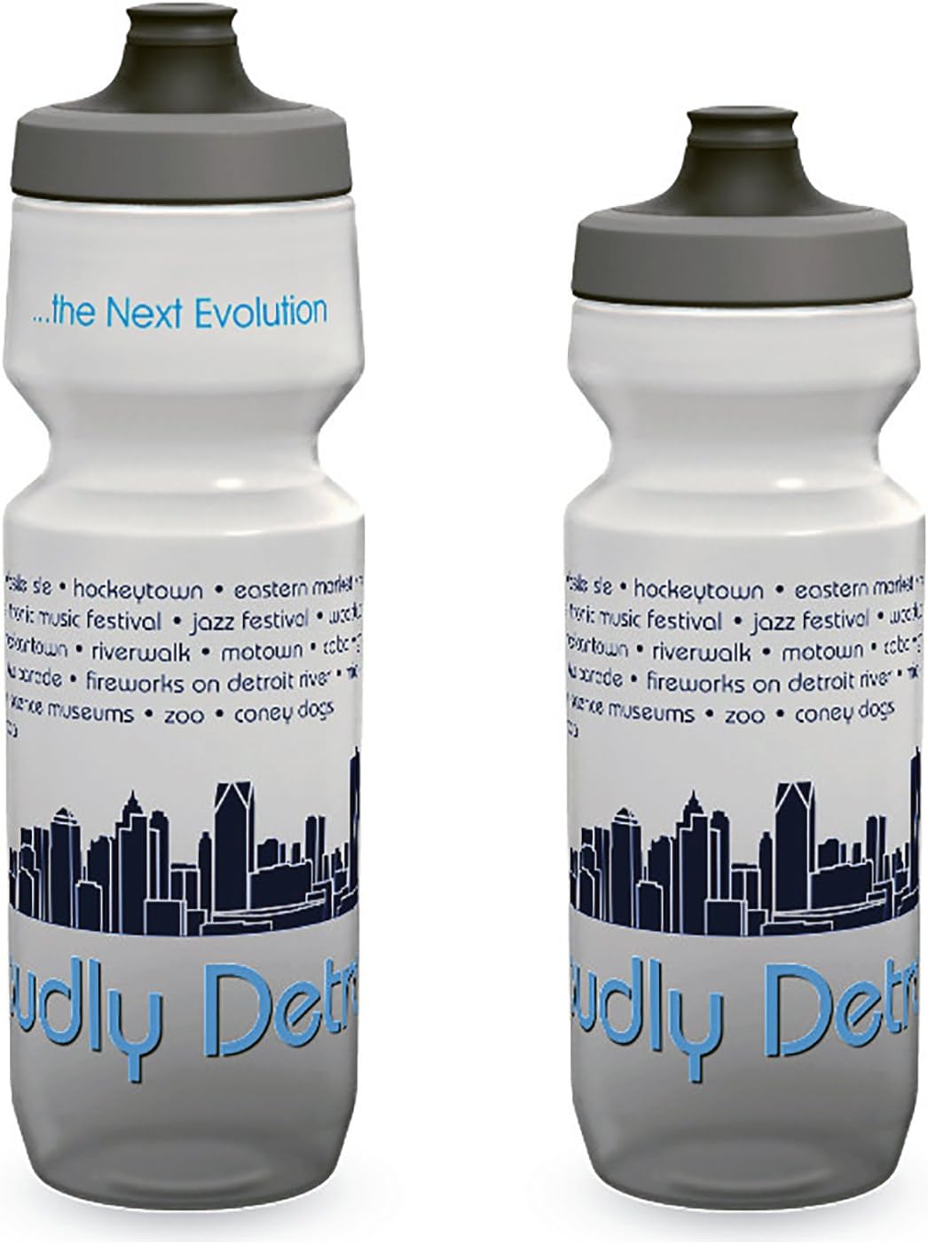 Squeezable Glass 2-pack Proudly Detroit Clear Water Bottles, Includes 1 - 22 oz. and 1- 26 oz