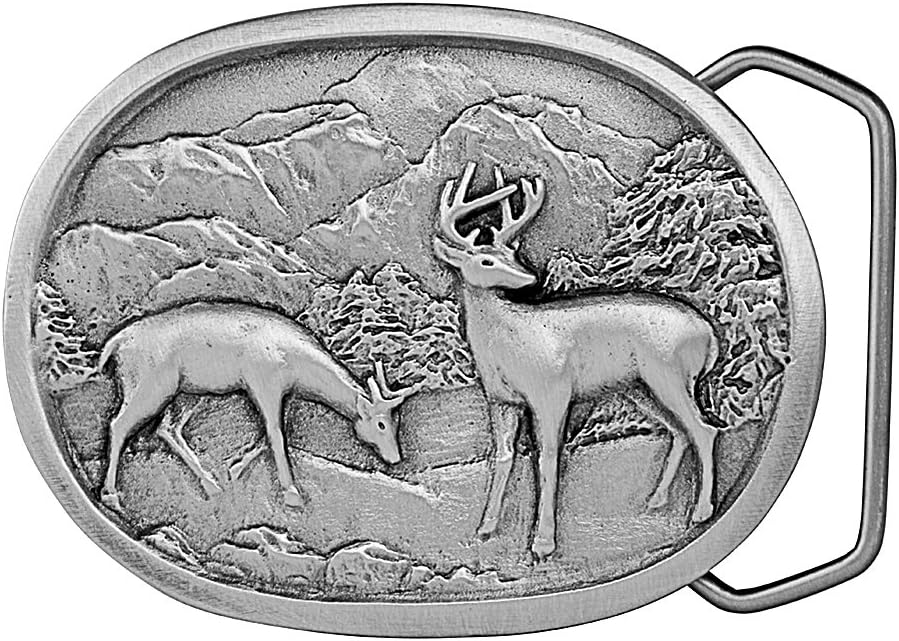 Indiana Metal Craft Men's Grazing Deer Belt Buckle