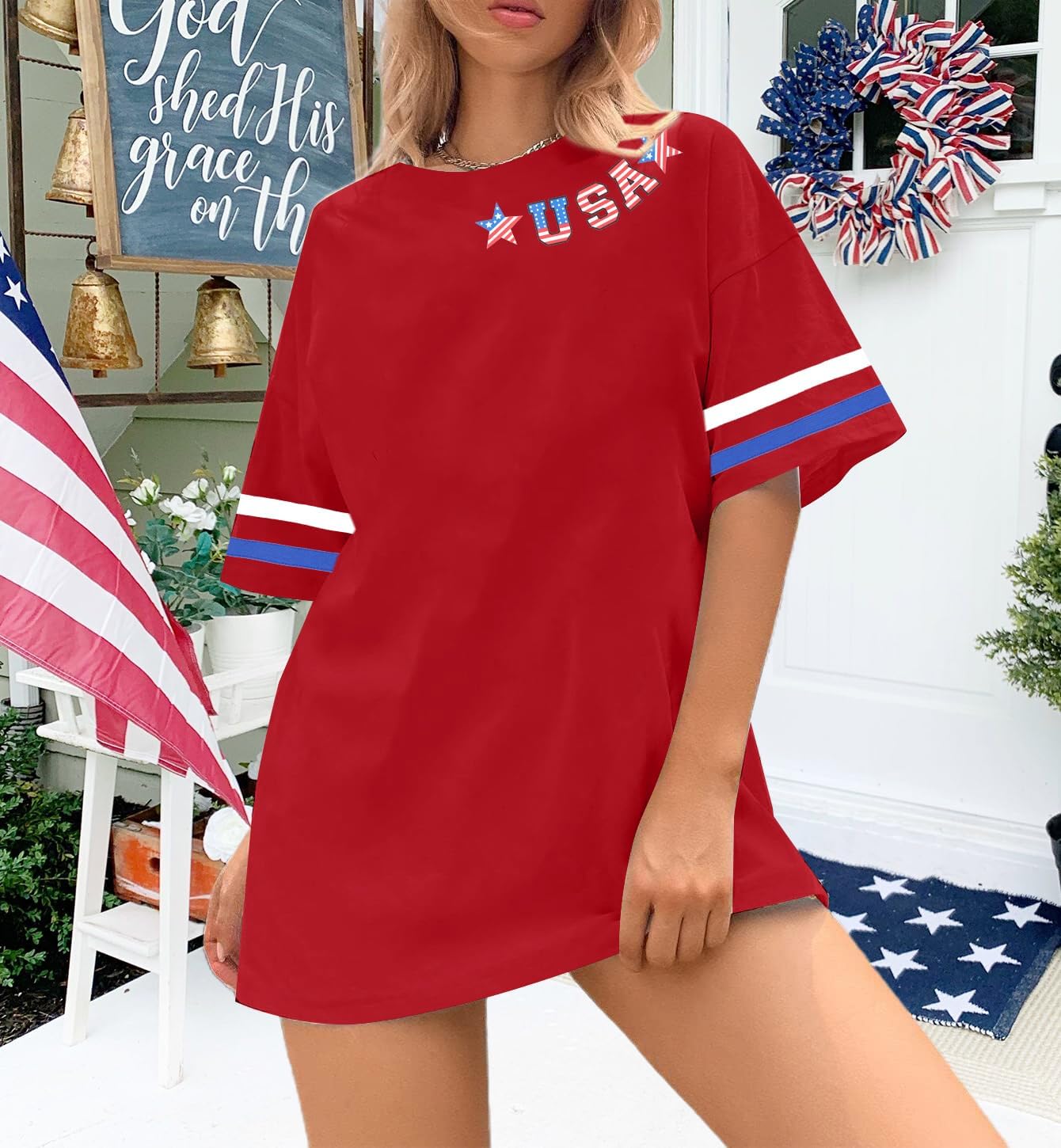 Patriotic Oversized American Flag T-Shirt