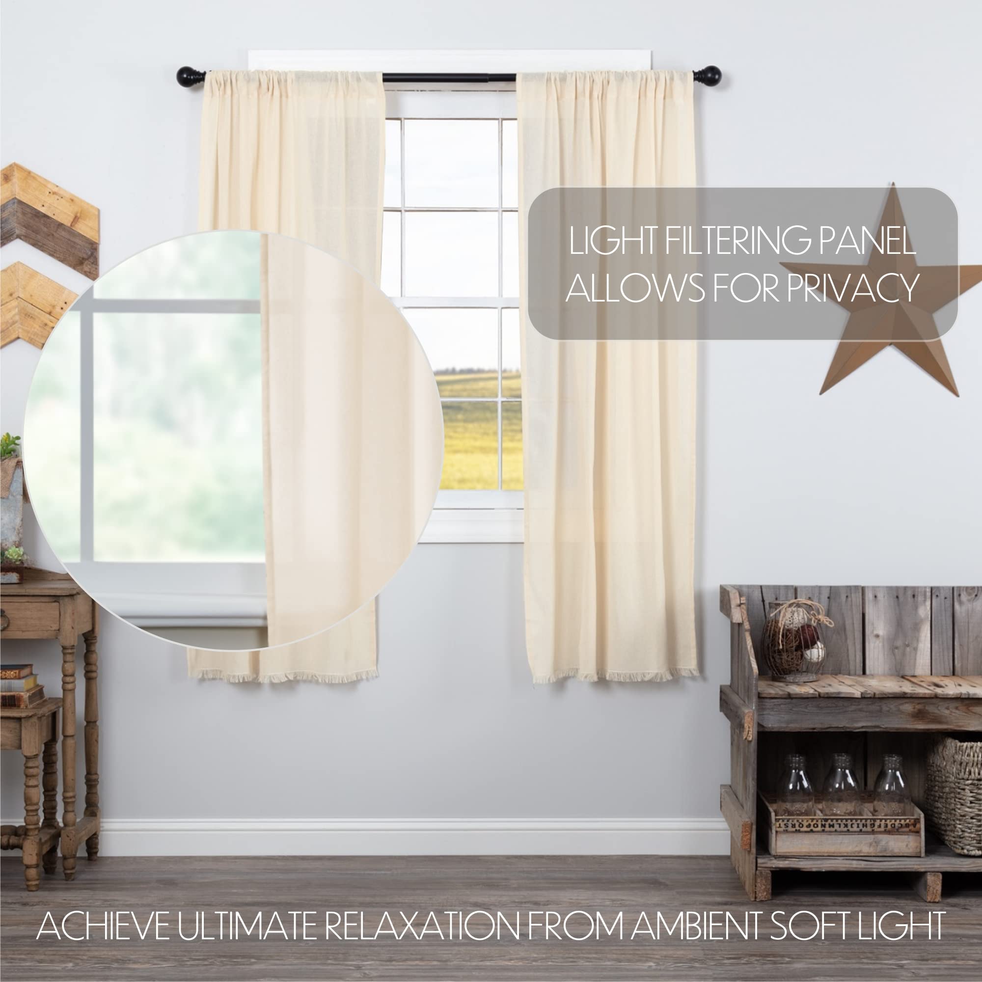 vhc tobacco cloth curtains Amazon.com: VHC Brands Tobacco Cloth Natural Curtain, Short Panel 63x36, 3  : Health & Household