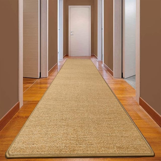 ybaymy Sisal Runner Rugs for Hallway 300 * 80CM/118.1 * 31.5in Large Sisal Carpet Runner Non-slip Woven Sisal Runners Pet friendly Area Rug for Living Room Bedroom Entrance (Sand-colored tan)