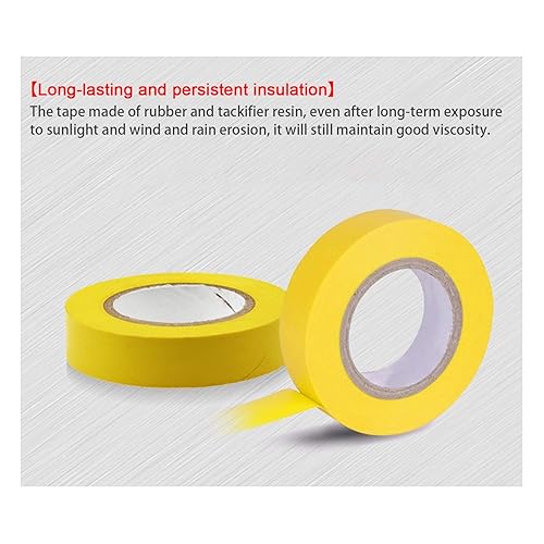 Miniatura 6 de Maveek 10 rollos de cintas eléctricas de PVC, autoadhesivas, impermeables, aislantes amarillas, clasificadas hasta 600 voltios y 176 F, 0.6 x 49.2