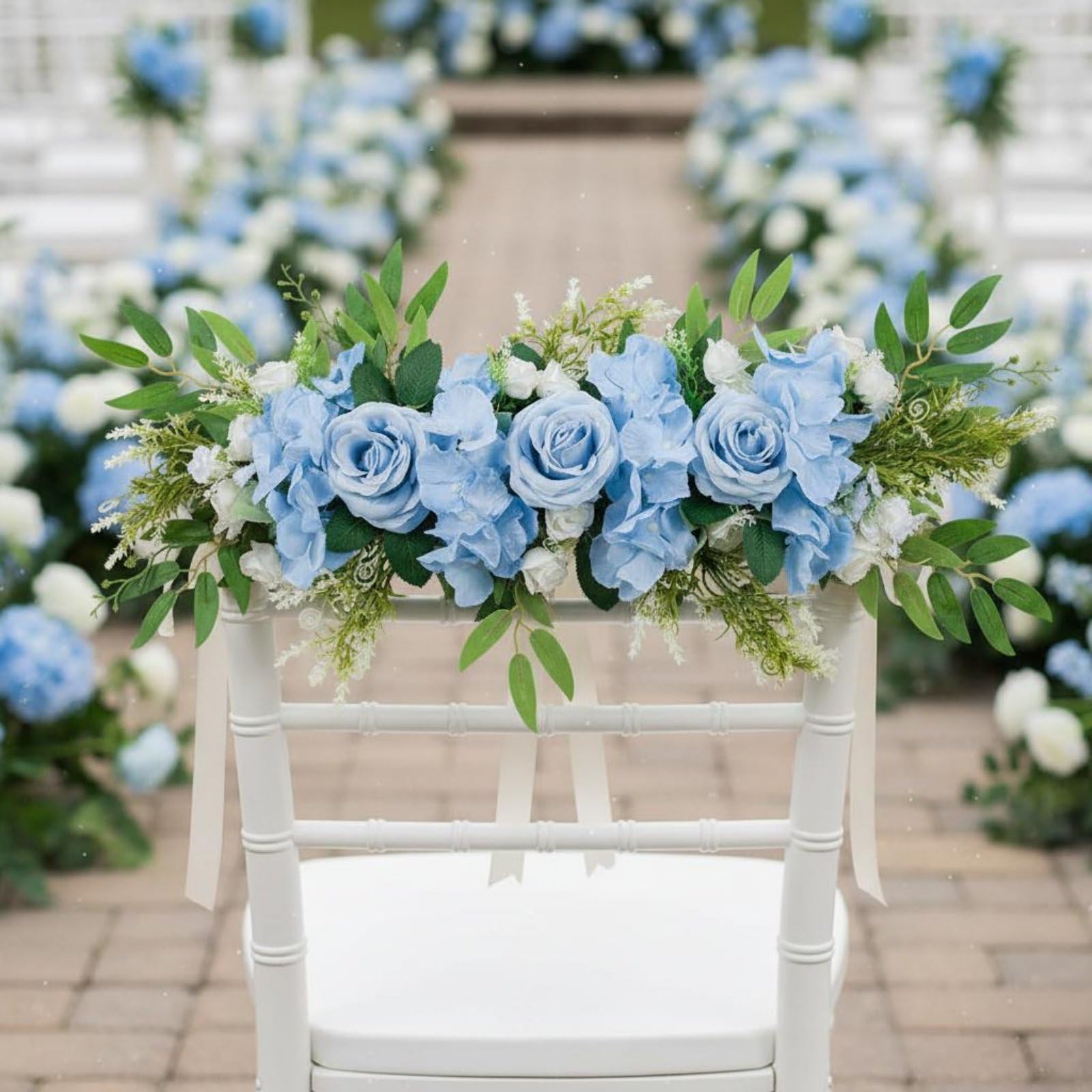 Guirlande de Mariage Synthétique Guirlande Florale Roses Soyeuses Verdure Rotin Composition Raffinée Unique Décoration Adaptée aux Mariages Extérieur Festif Maison Miroir, Rouge
