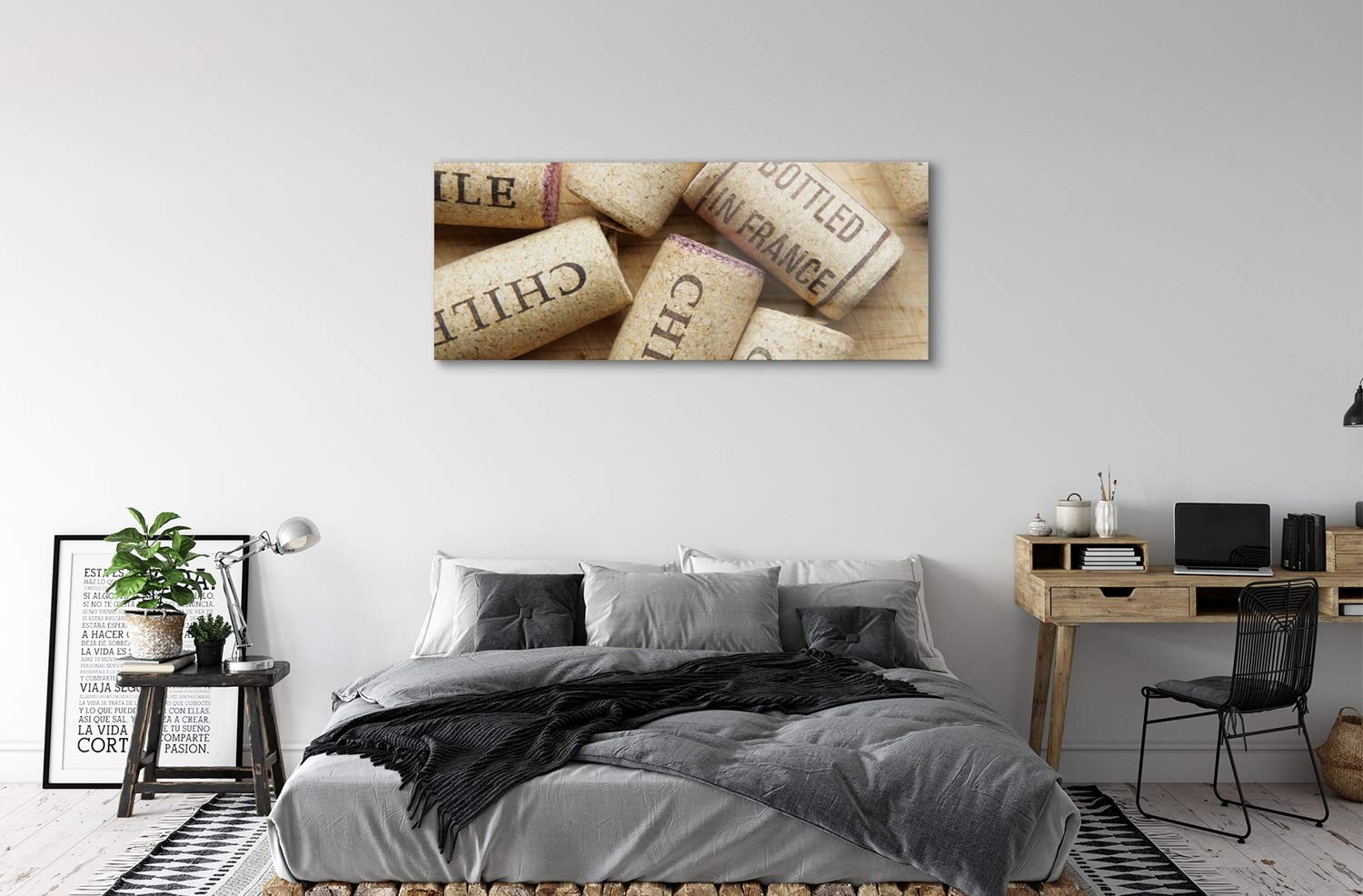 Tulup Cuadro de Cristal Vino 125x50cm Impresa Decoración De Pared Mural - corchos de Las Botellas de Vino