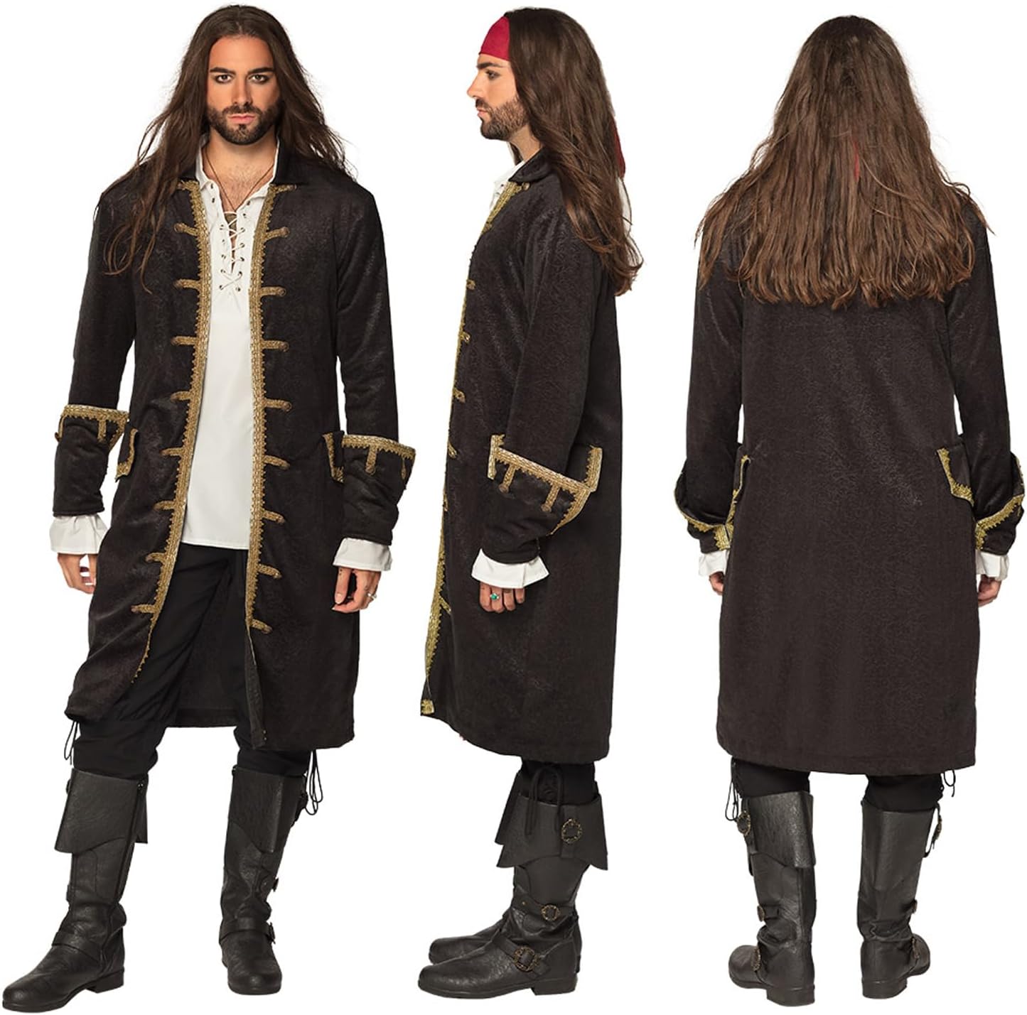 الذكي - Boland Pirate Jacket Black-Gold Mens Fancy Dress Costume Pirate Captain 2026 - view 4