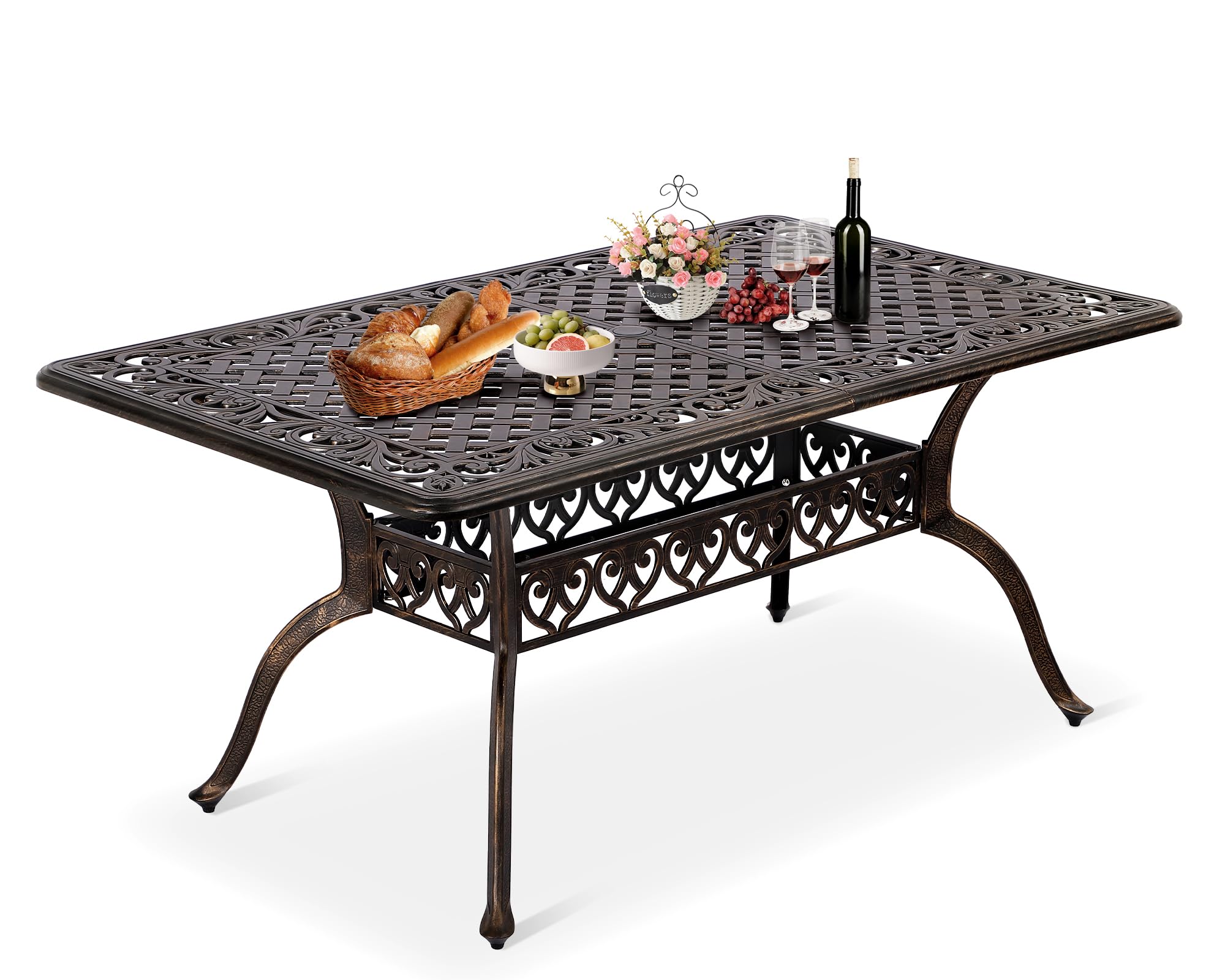 Grepatio 59 inch Cast Aluminum Table in Black and Bronze