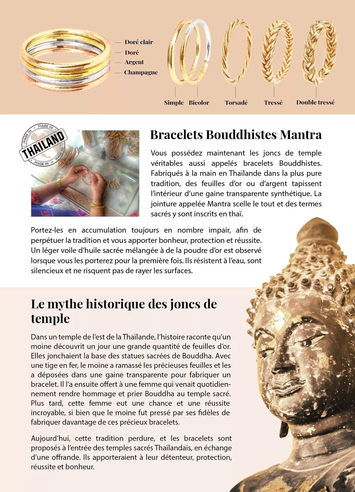 Paloma - Pulsera budista con mantra de la suerte, diseño de oro real, XS - 57mm, Plata