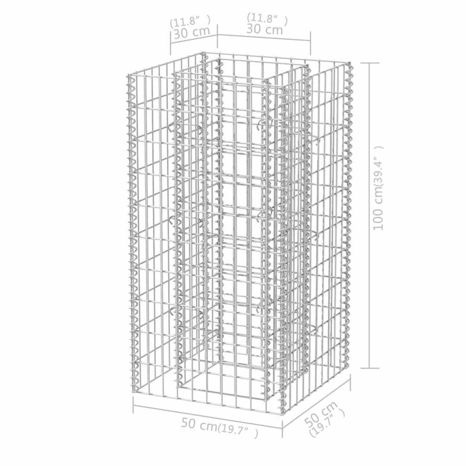 Homgoday Arriate de gaviones de Acero 50x50x100 cm Arriate, Huerto Domestico, Cultivo De Plantas Aromaticas, Arriate De Jardín, de gaviones de Acero galvanizado
