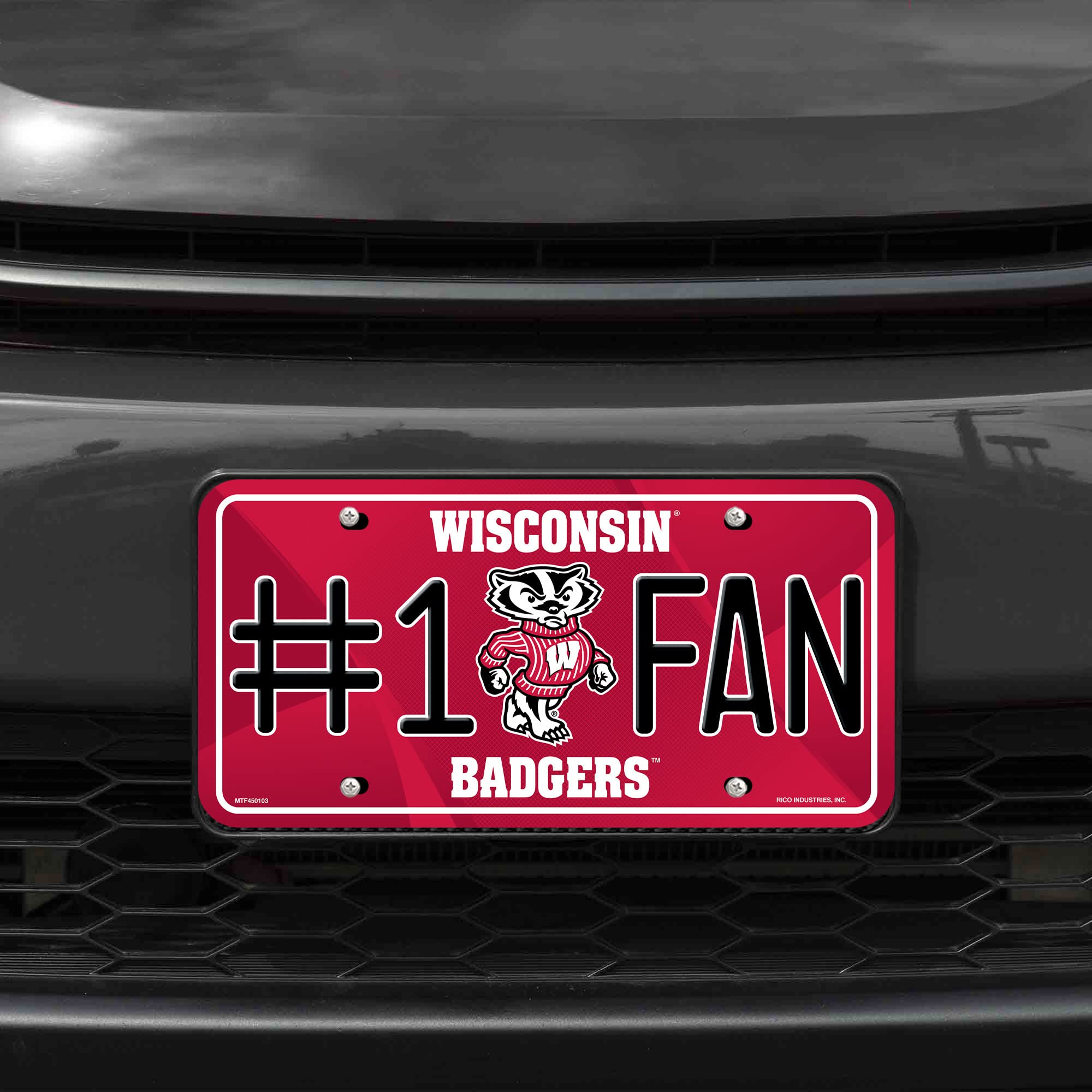 Rico Industries NCAA Wisconsin Badgers #1 Fan Metal License Plate Tag , 6 x 11.5-
